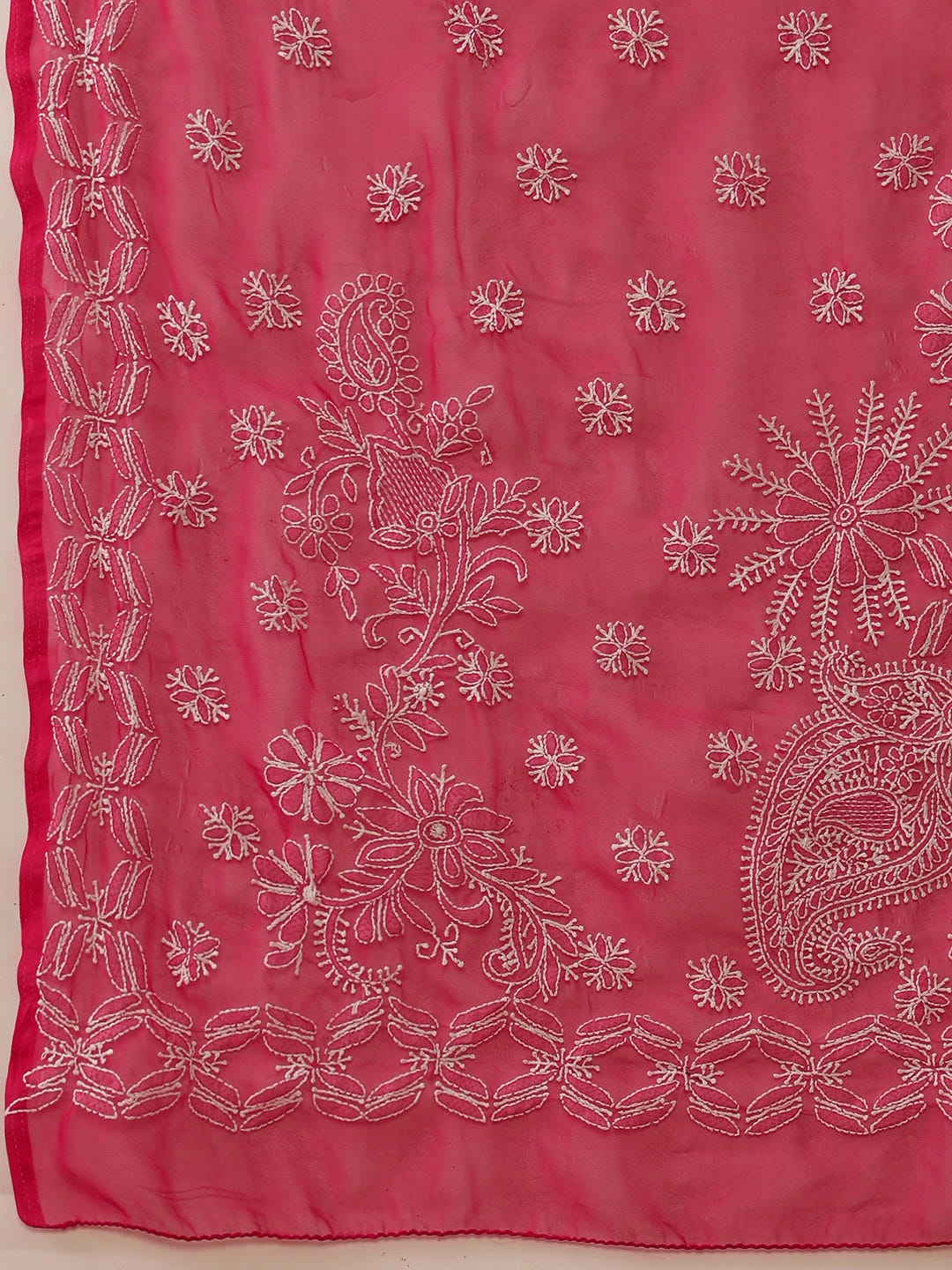 Ada Hand Embroidered Magenta Georgette Lucknowi Chikankari Saree With Blouse A311379