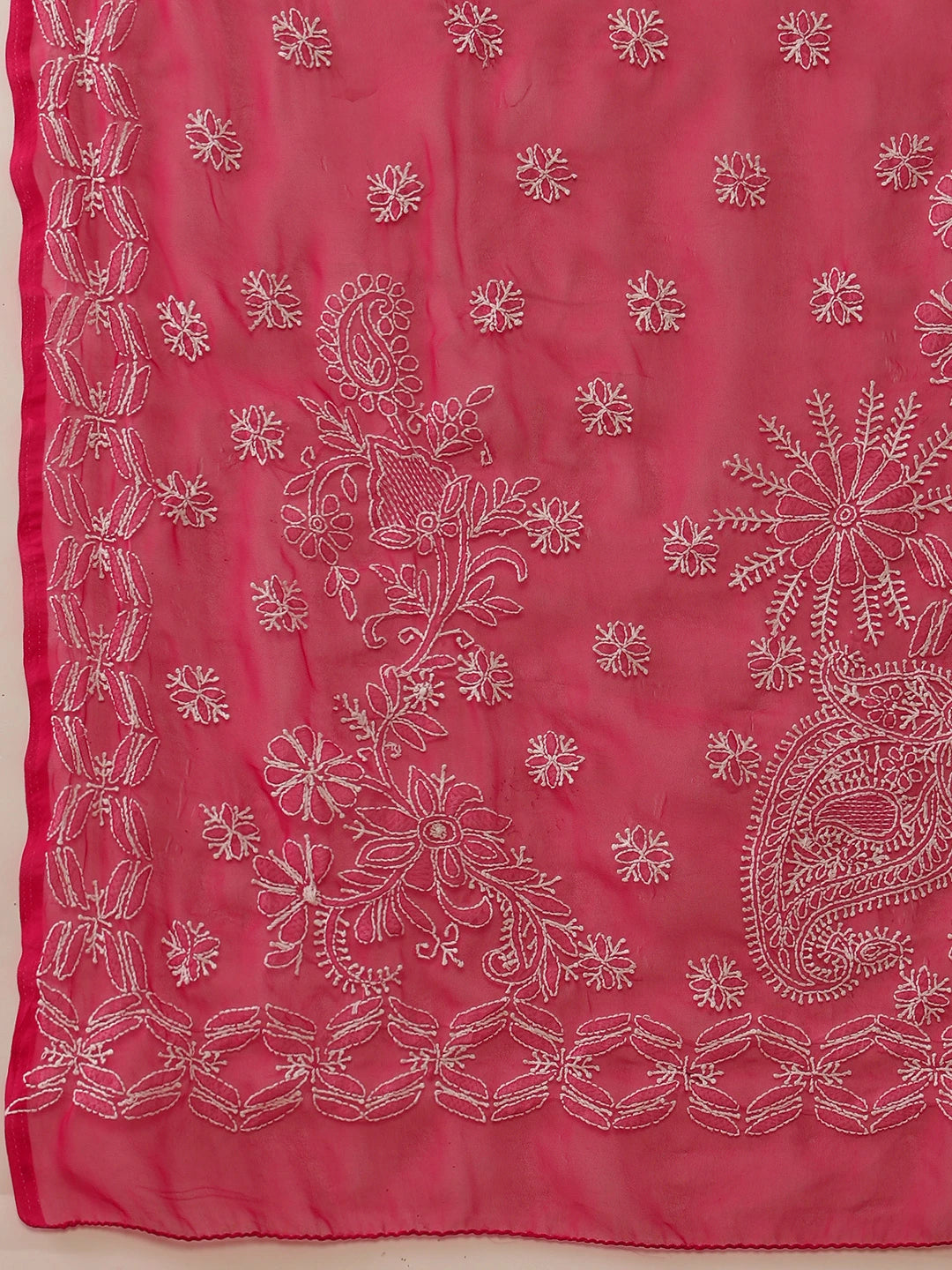 Ada Hand Embroidered Magenta Georgette Lucknowi Chikankari Saree With Blouse A311379