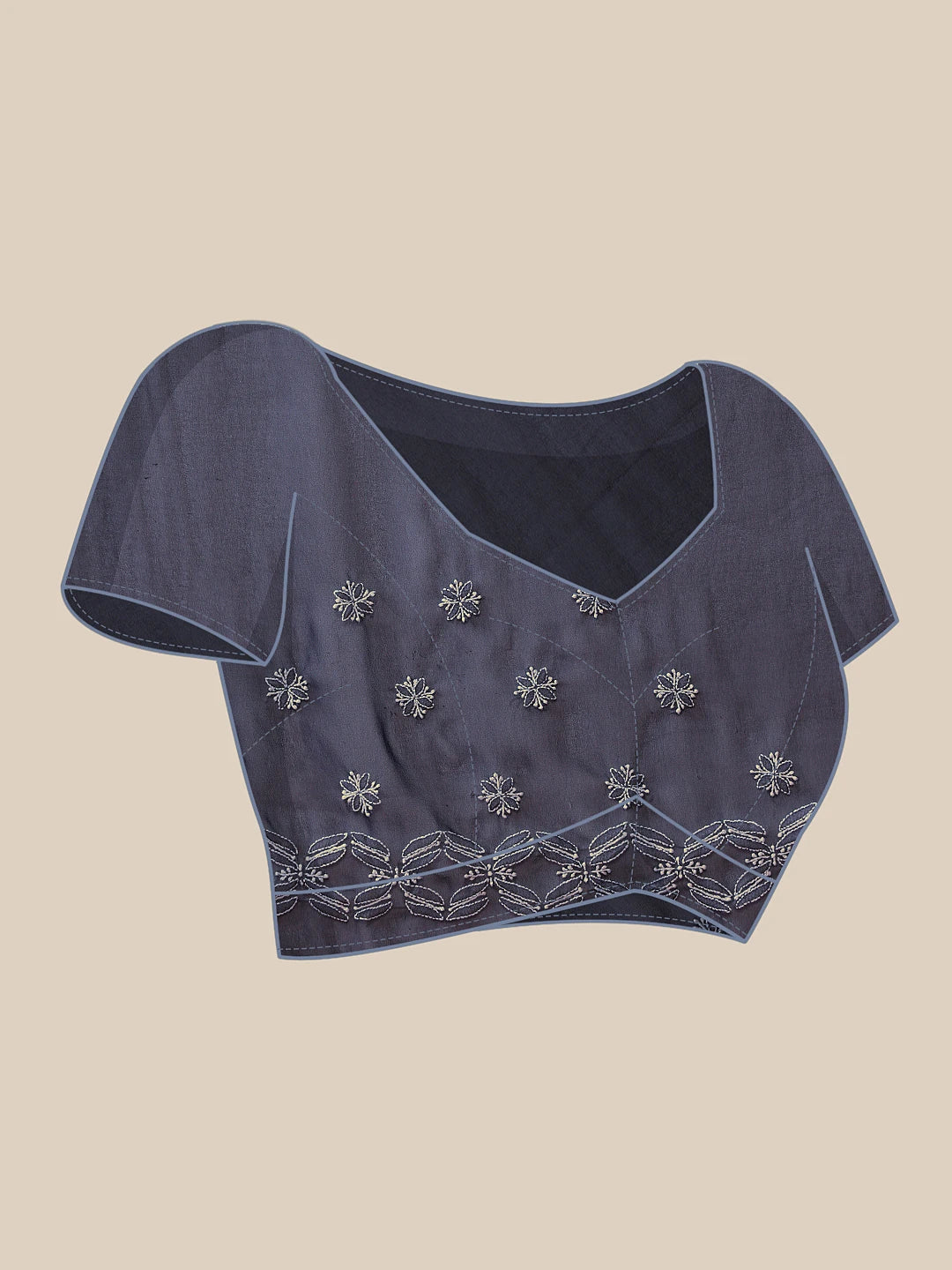 Ada Hand Embroidered Navy Blue Georgette Lucknowi Chikankari Saree With Blouse A311378