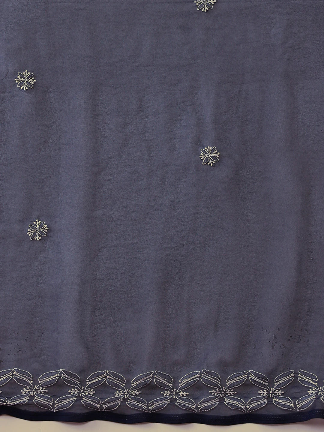Ada Hand Embroidered Navy Blue Georgette Lucknowi Chikankari Saree With Blouse A311378
