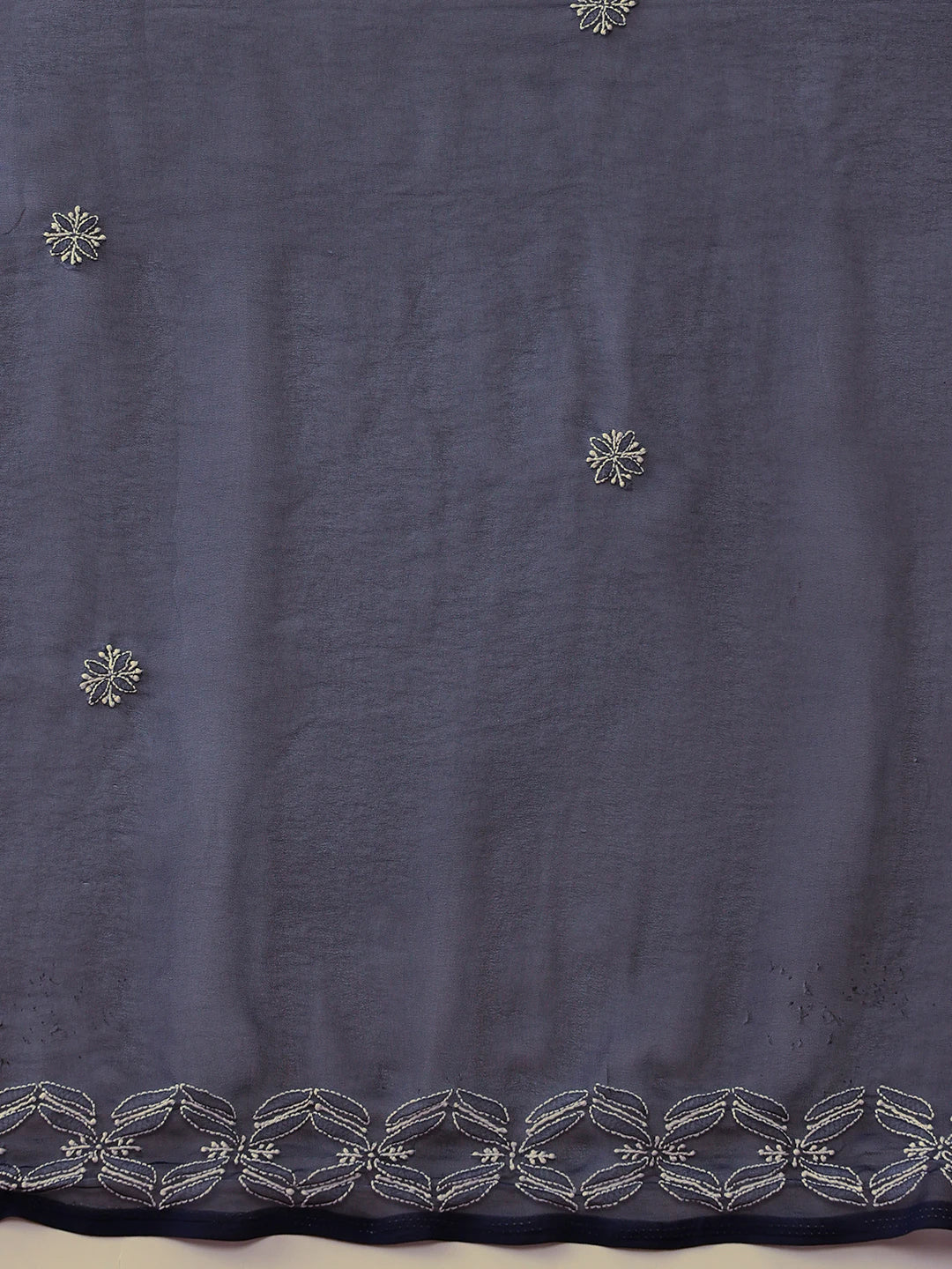Ada Hand Embroidered Navy Blue Georgette Lucknowi Chikankari Saree With Blouse A311378