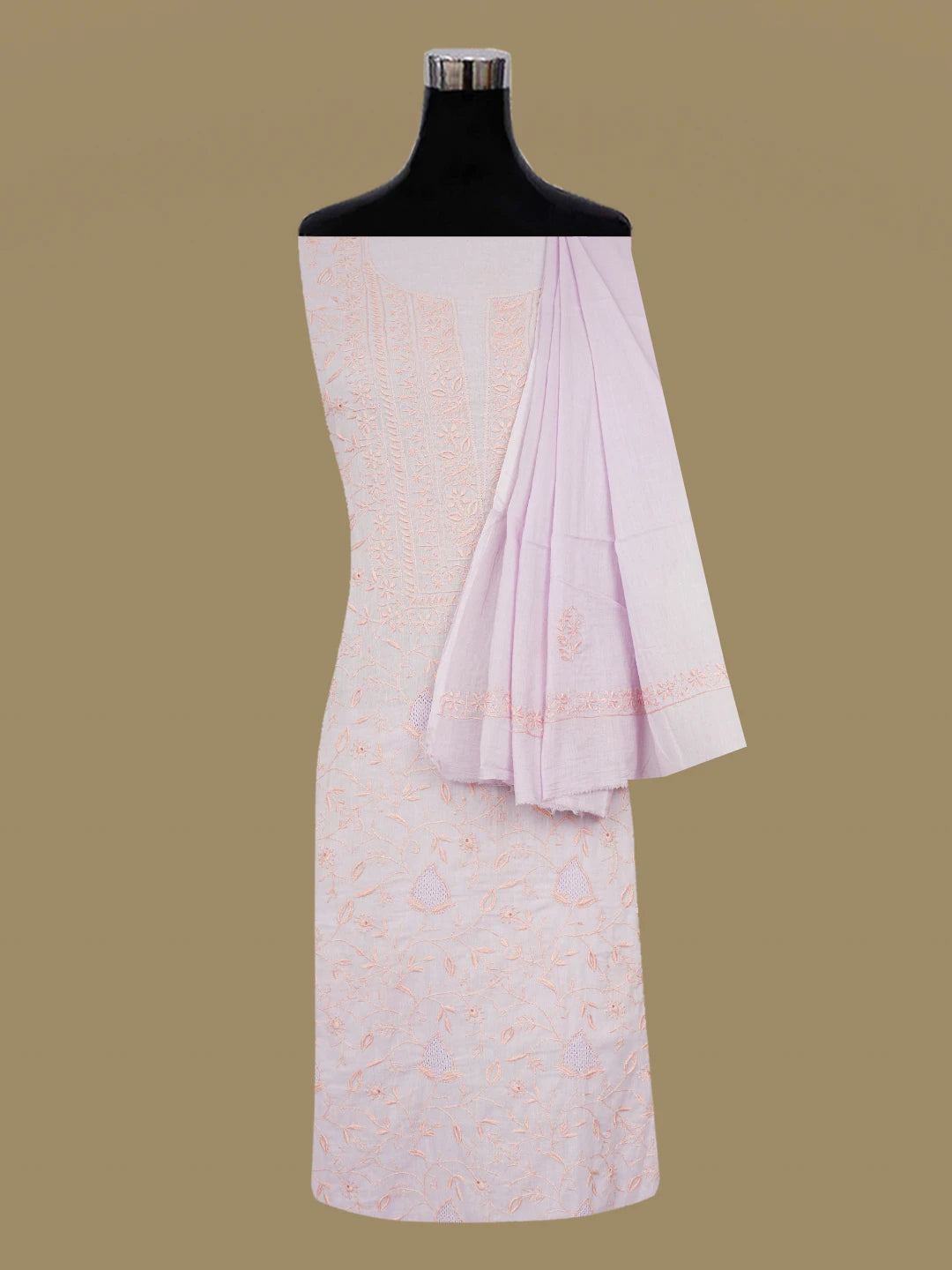 Ada Hand Embroidered Opera Mauve Cotton Lucknowi Chikankari Unstitched Suit Piece 01A359723