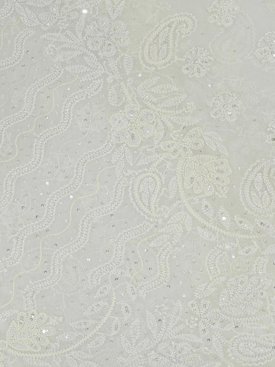 Ada Hand Embroidered Ombre Shade Of Cream and Cloud Grey Pure Georgette Lucknowi Chikankari Saree With Blouse 01A424880