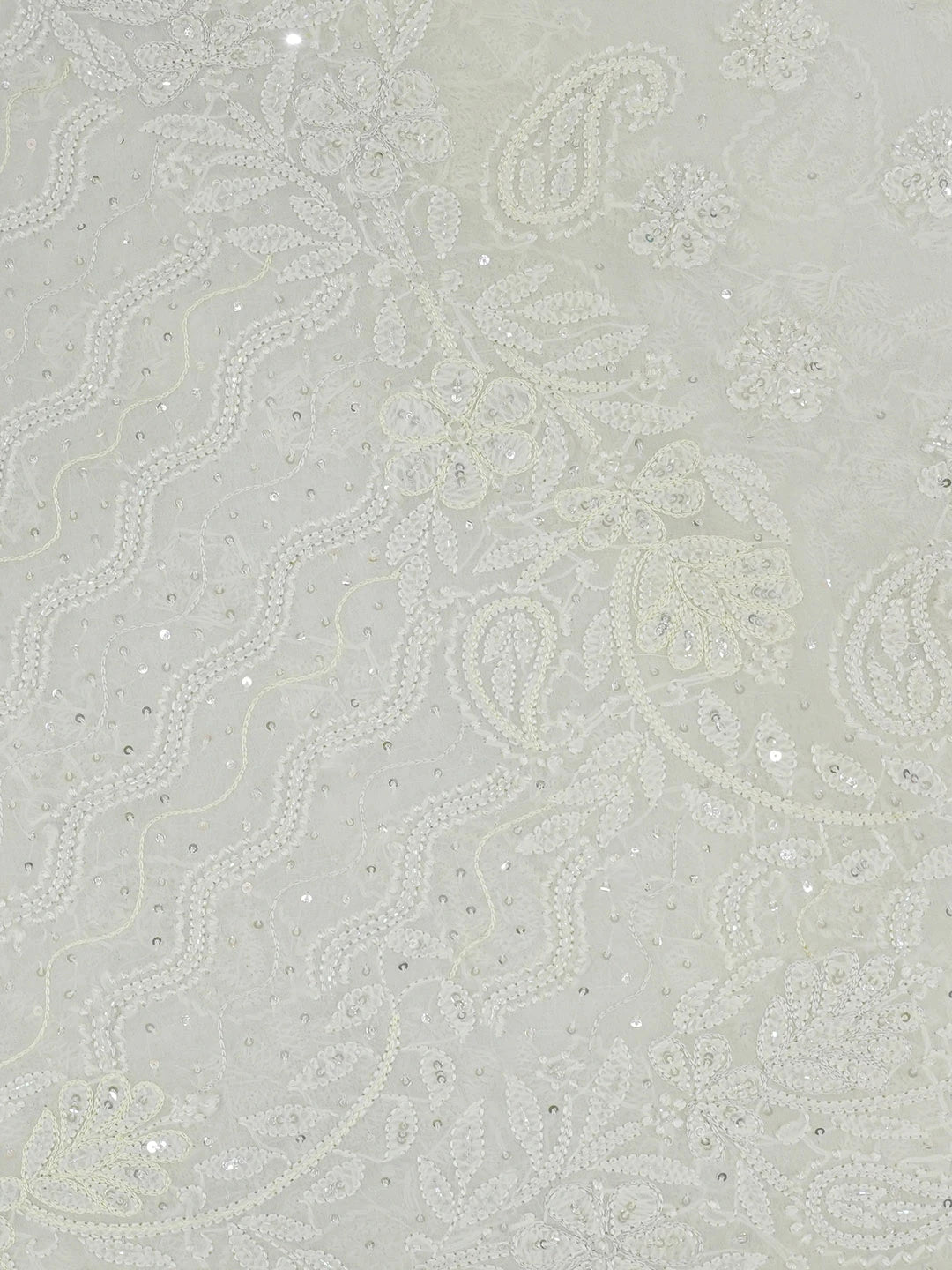 Ada Hand Embroidered Ombre Shade Of Cream and Cloud Grey Pure Georgette Lucknowi Chikankari Saree With Blouse 01A424880