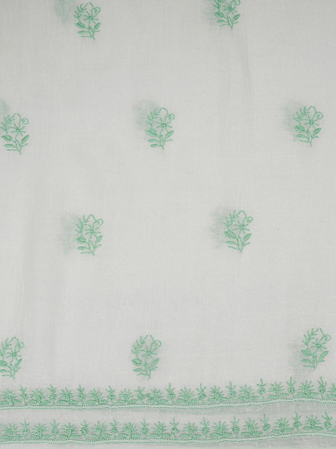 Ada Hand Embroidered White Seashell Chanderi Lucknowi Chikankari Unstitched Kurta Dupatta Set 01A643132