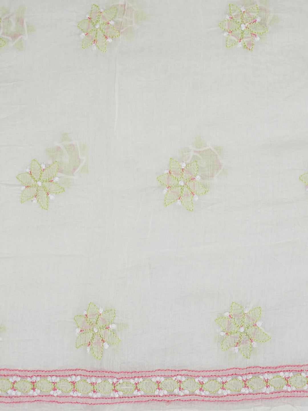 Ada Hand Embroidered Off White Chanderi Lucknowi Chikankari Unstitched Kurta Dupatta Set 01A568658