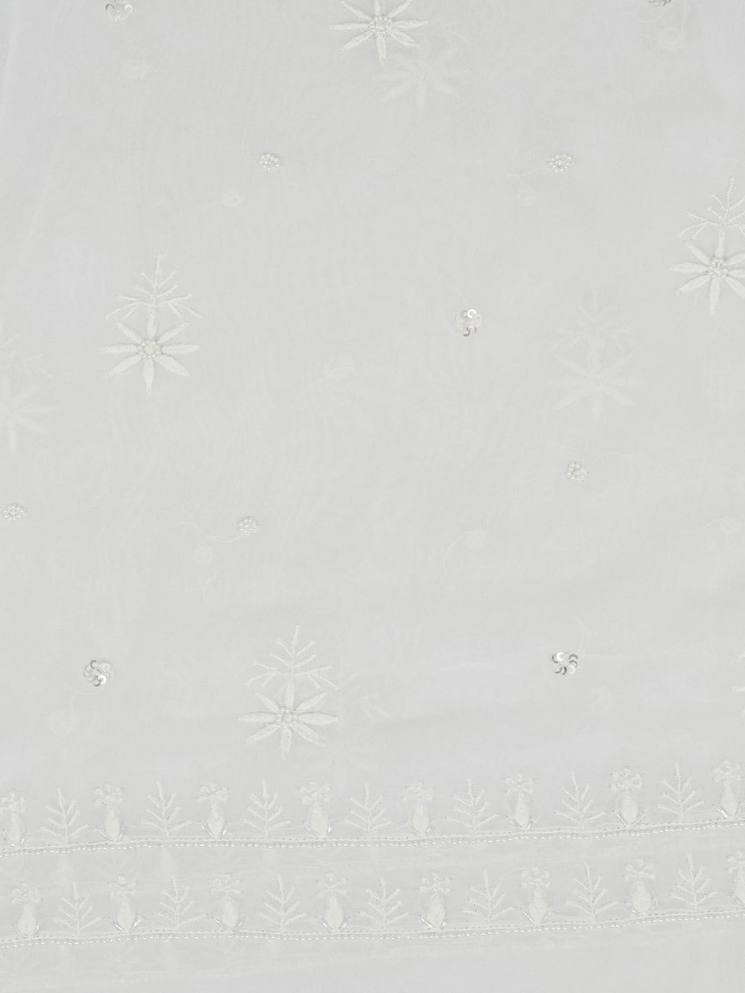 Ada Hand Embroidered White Viscose Georgette Lucknowi Chikankari Unstitched Kurta Dupatta Set With Pearl Work 01A630113