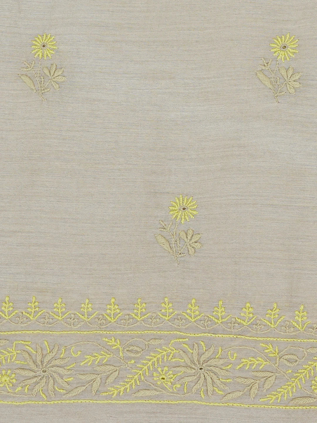 Ada Hand Embroidered Fawn Moonga Silk Lucknowi Chikankari Unstitched Kurta Dupatta Set 01A503972