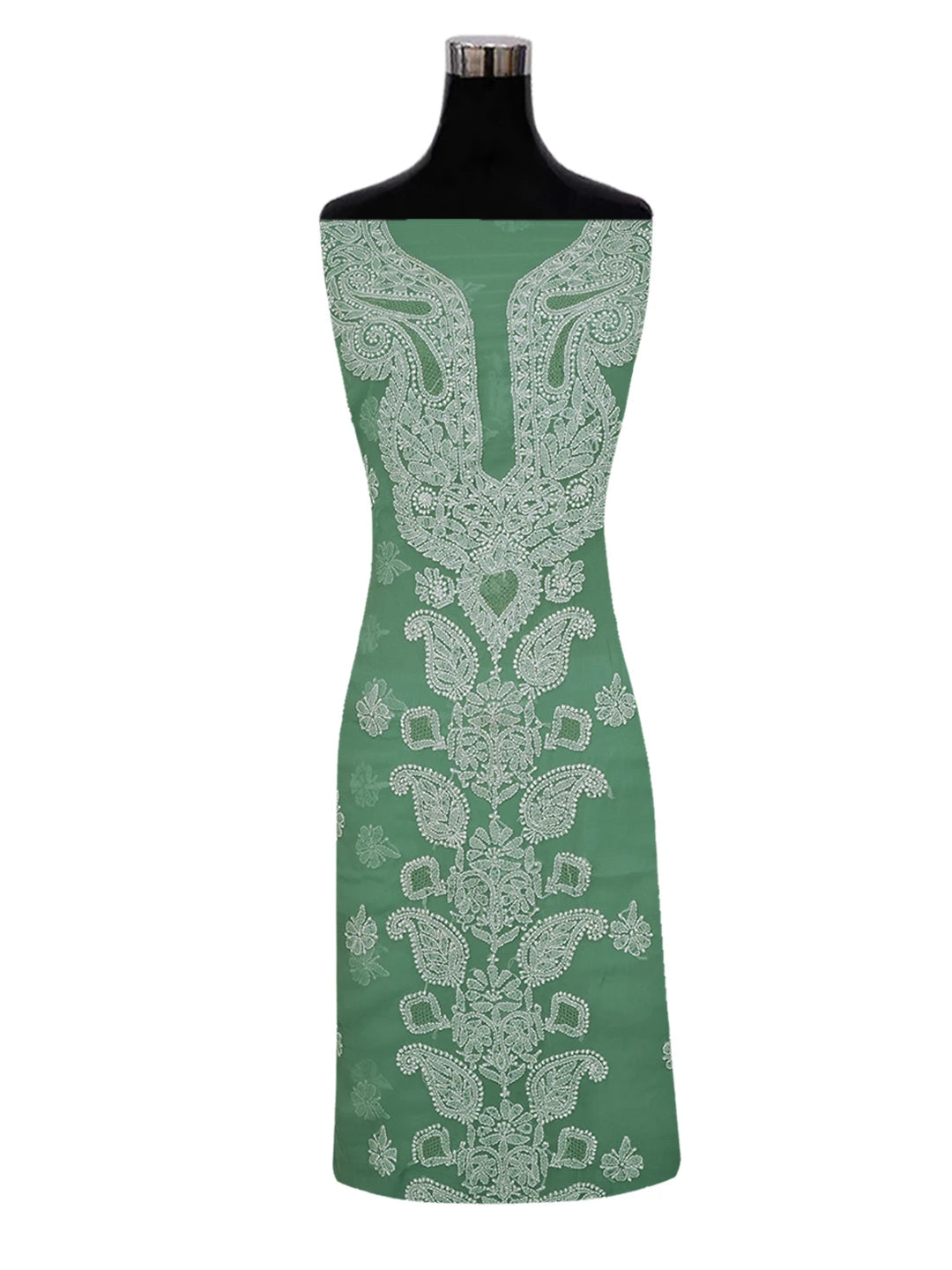 Ada Hand Embroidered Saga Green Georgette Lucknowi Chikankari Unstitched Suit Piece 01A643901