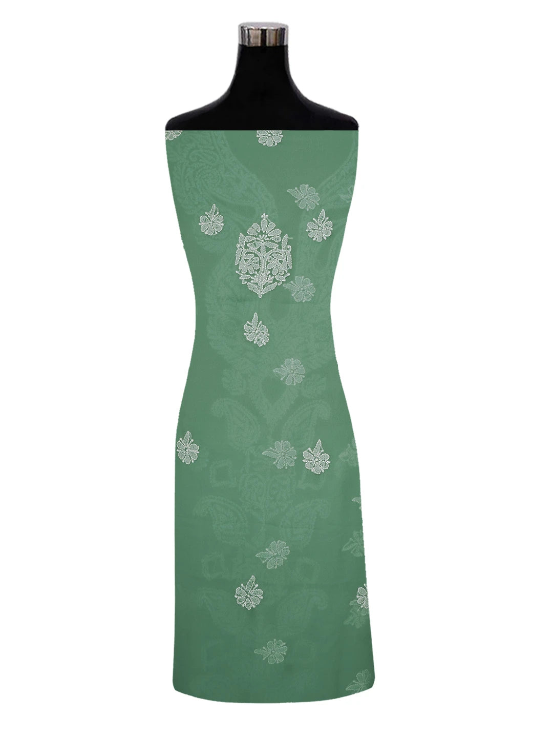 Ada Hand Embroidered Saga Green Georgette Lucknowi Chikankari Unstitched Suit Piece 01A643901