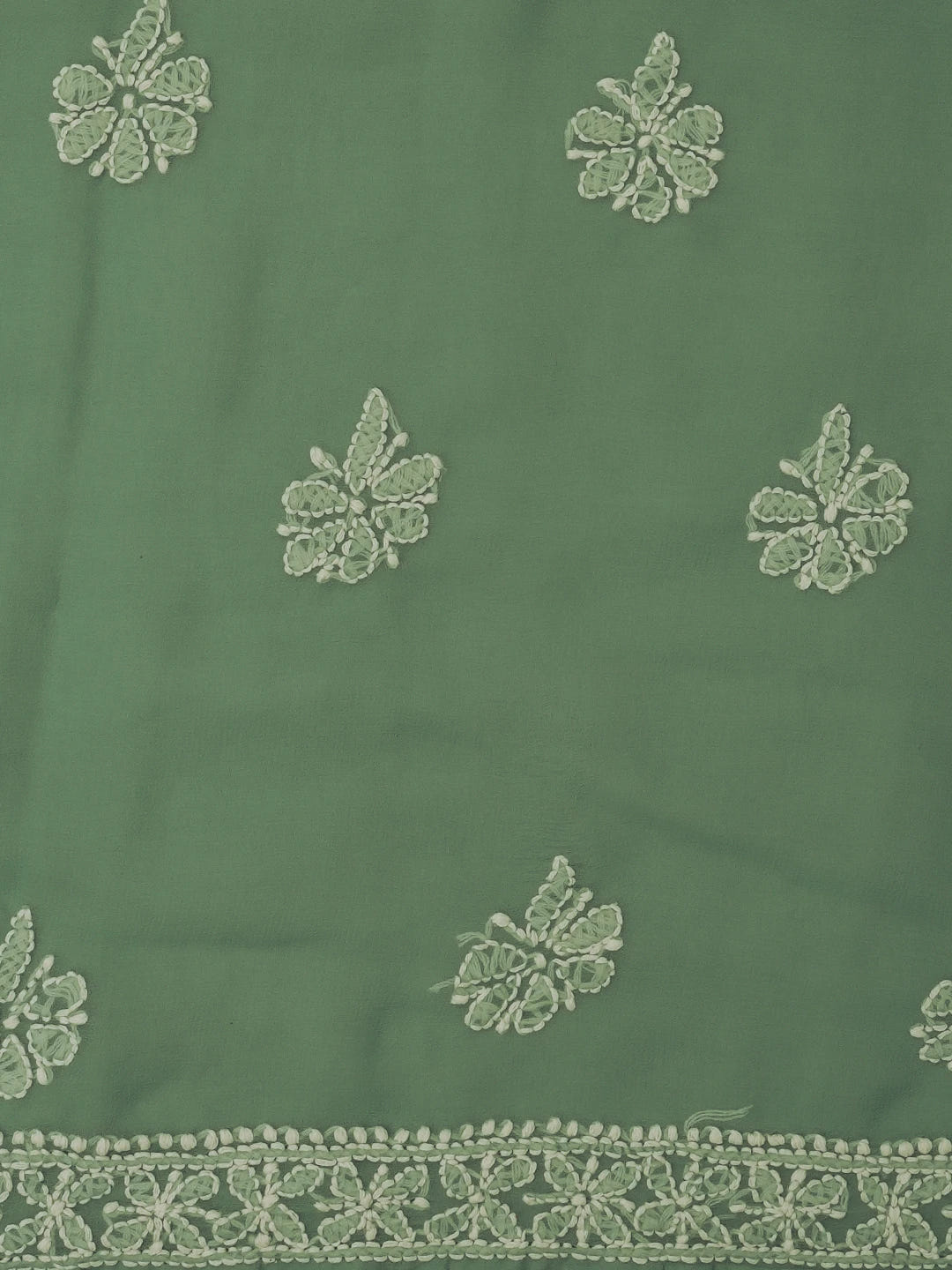 Ada Hand Embroidered Saga Green Georgette Lucknowi Chikankari Unstitched Suit Piece 01A643901