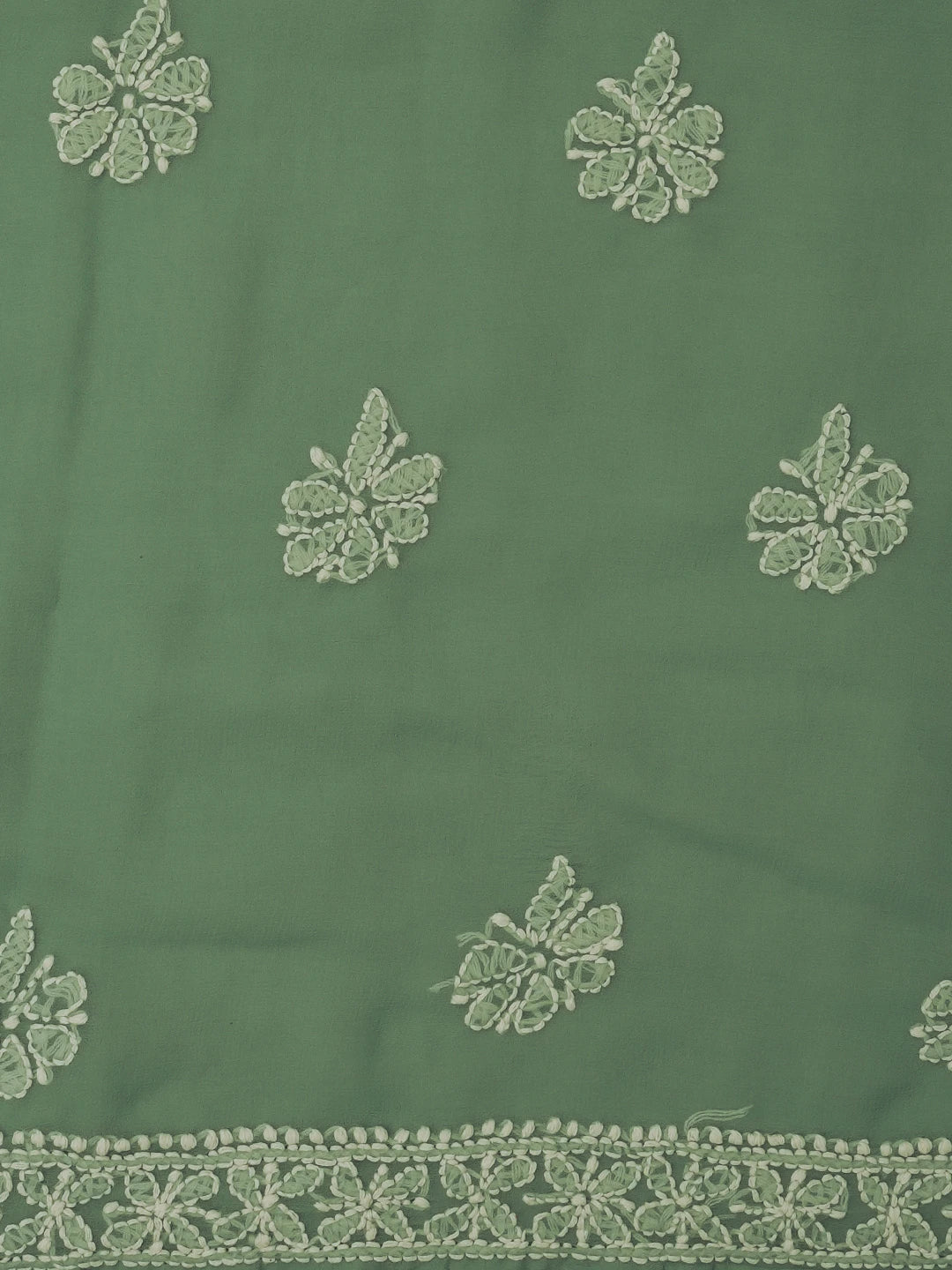 Ada Hand Embroidered Saga Green Georgette Lucknowi Chikankari Unstitched Suit Piece 01A643901