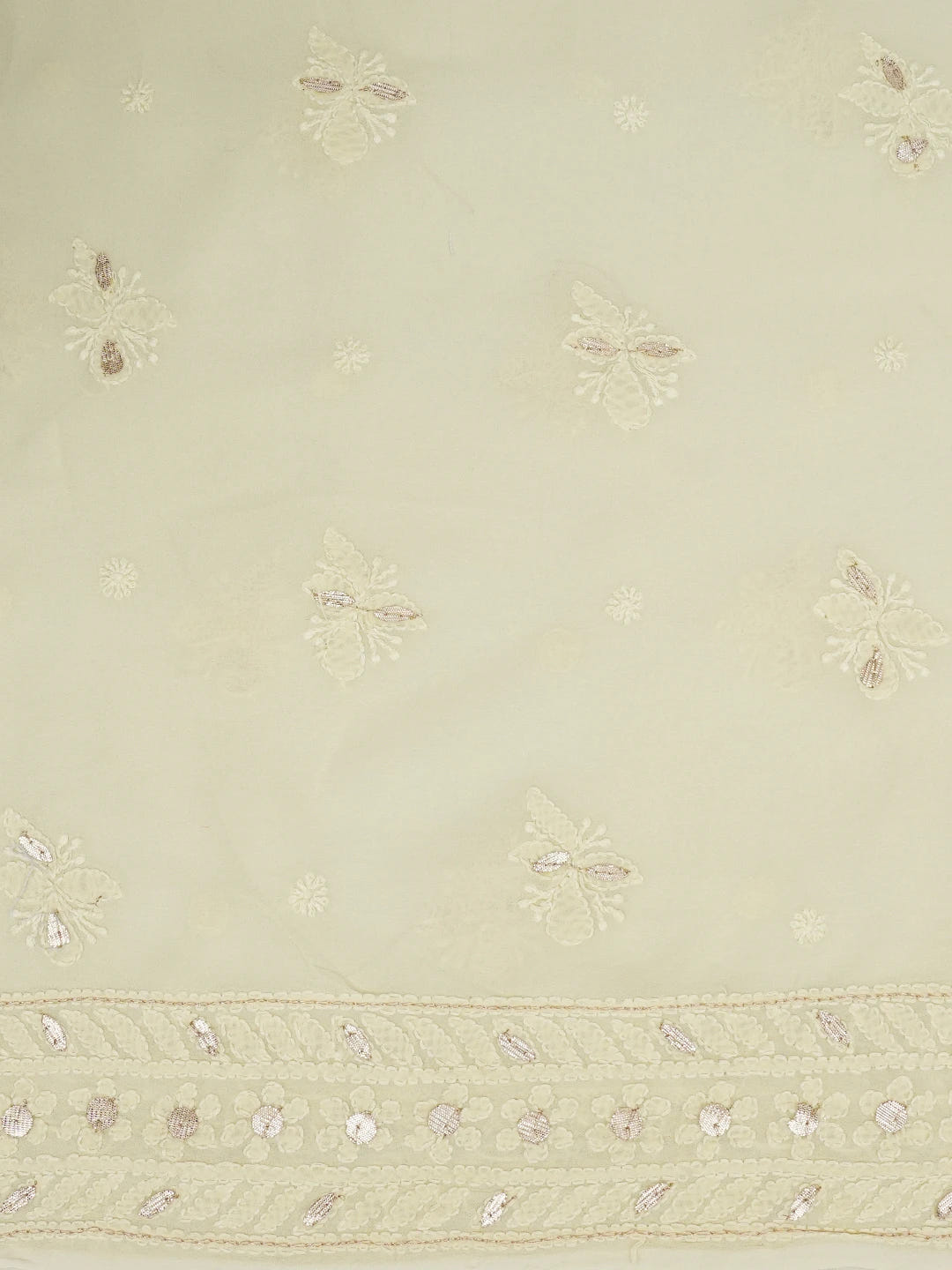 Ada Hand Embroidered Lemon Viscose Georgette Lucknowi Chikankari Unstitched Kurta Dupatta Set With Gota Patti Wok 01A634295