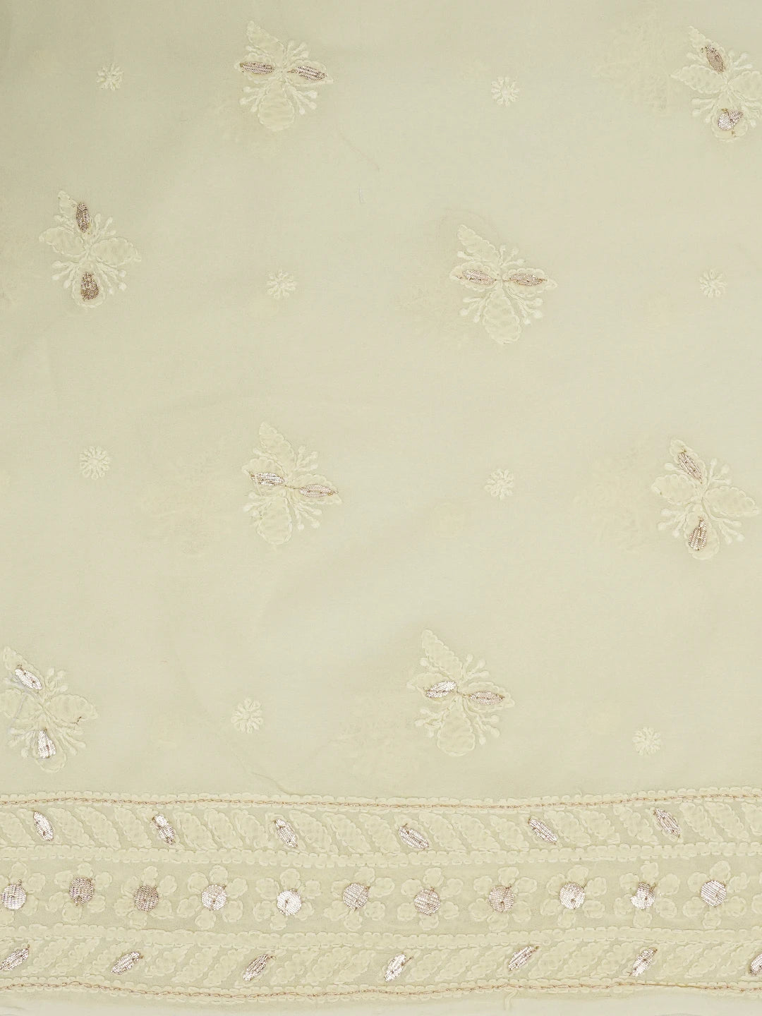 Ada Hand Embroidered Lemon Viscose Georgette Lucknowi Chikankari Unstitched Kurta Dupatta Set With Gota Patti Wok 01A634295