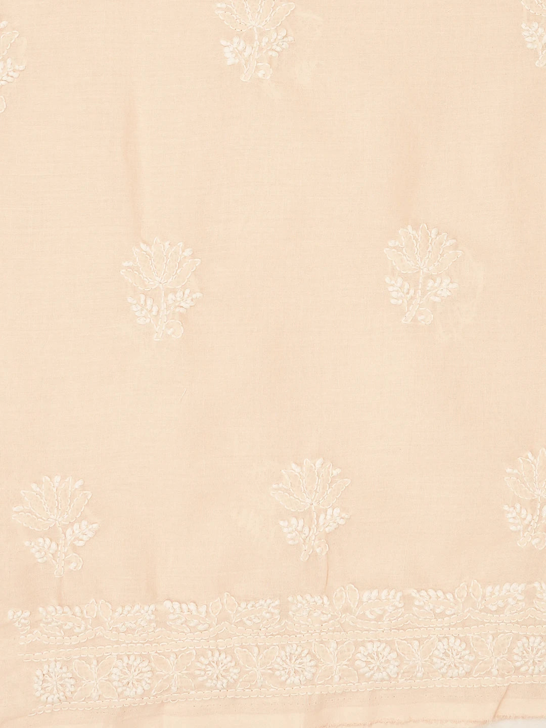 Ada Hand Embroidered Peach Cotton Lucknowi Chikankari Unstitched Suit Piece 01A639222