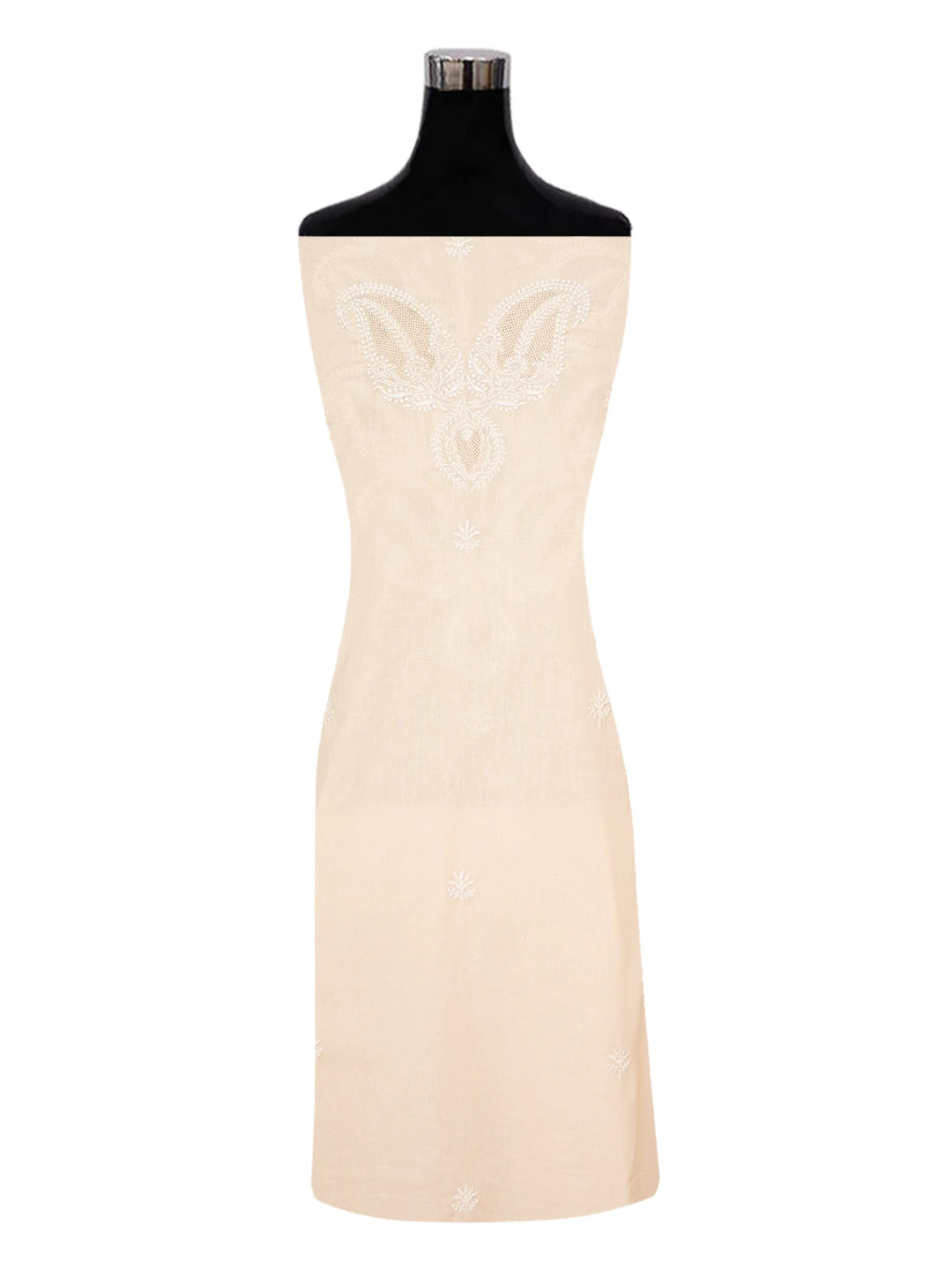 Ada Hand Embroidered Light Peach Cotton Lucknowi Chikankari Unstitched Suit Piece 01A370351