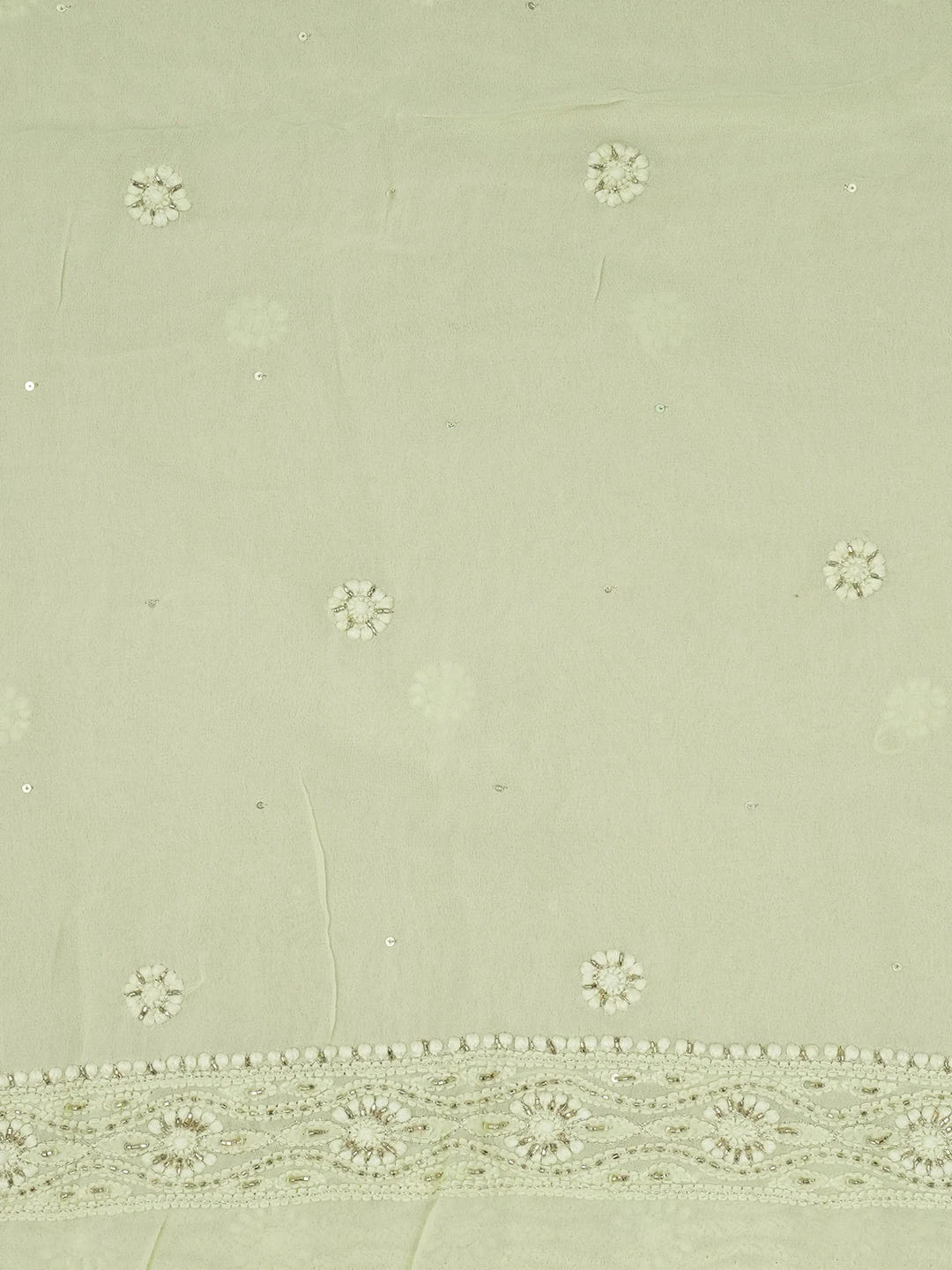 Ada Hand Embroidered Pista Green Viscose Georgette Lucknowi Chikankari Unstitched Men's Kurta Piece With Sequinned Work 01A569187