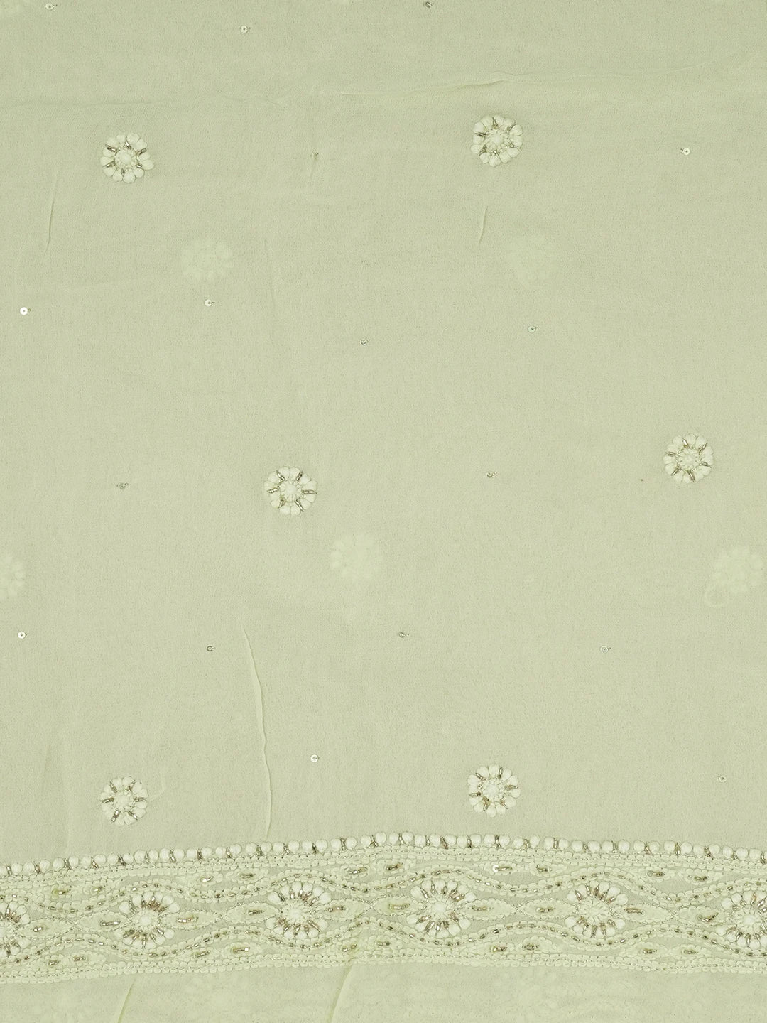 Ada Hand Embroidered Pista Green Viscose Georgette Lucknowi Chikankari Unstitched Men's Kurta Piece With Sequinned Work 01A569187