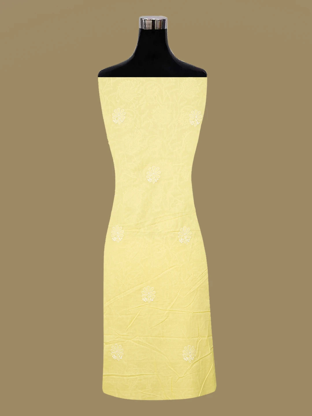 Ada Hand Embroidered Yellow Cotton Lucknowi Chikankari Unstitched Suit Piece 01A638905