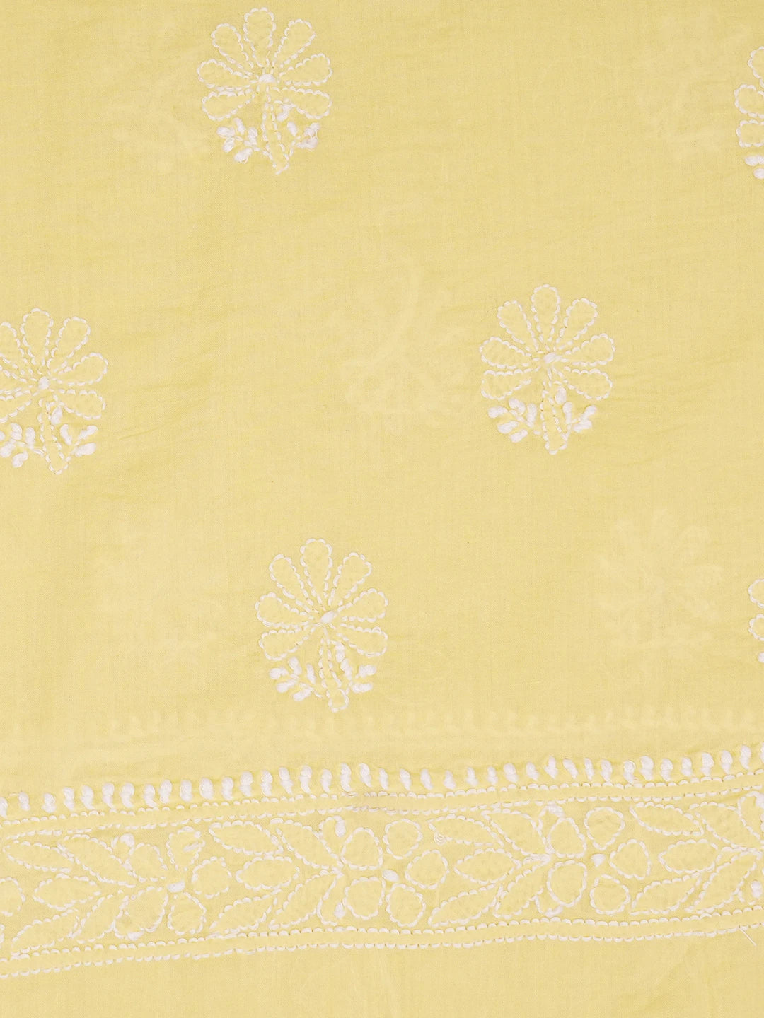 Ada Hand Embroidered Yellow Cotton Lucknowi Chikankari Unstitched Suit Piece 01A638905