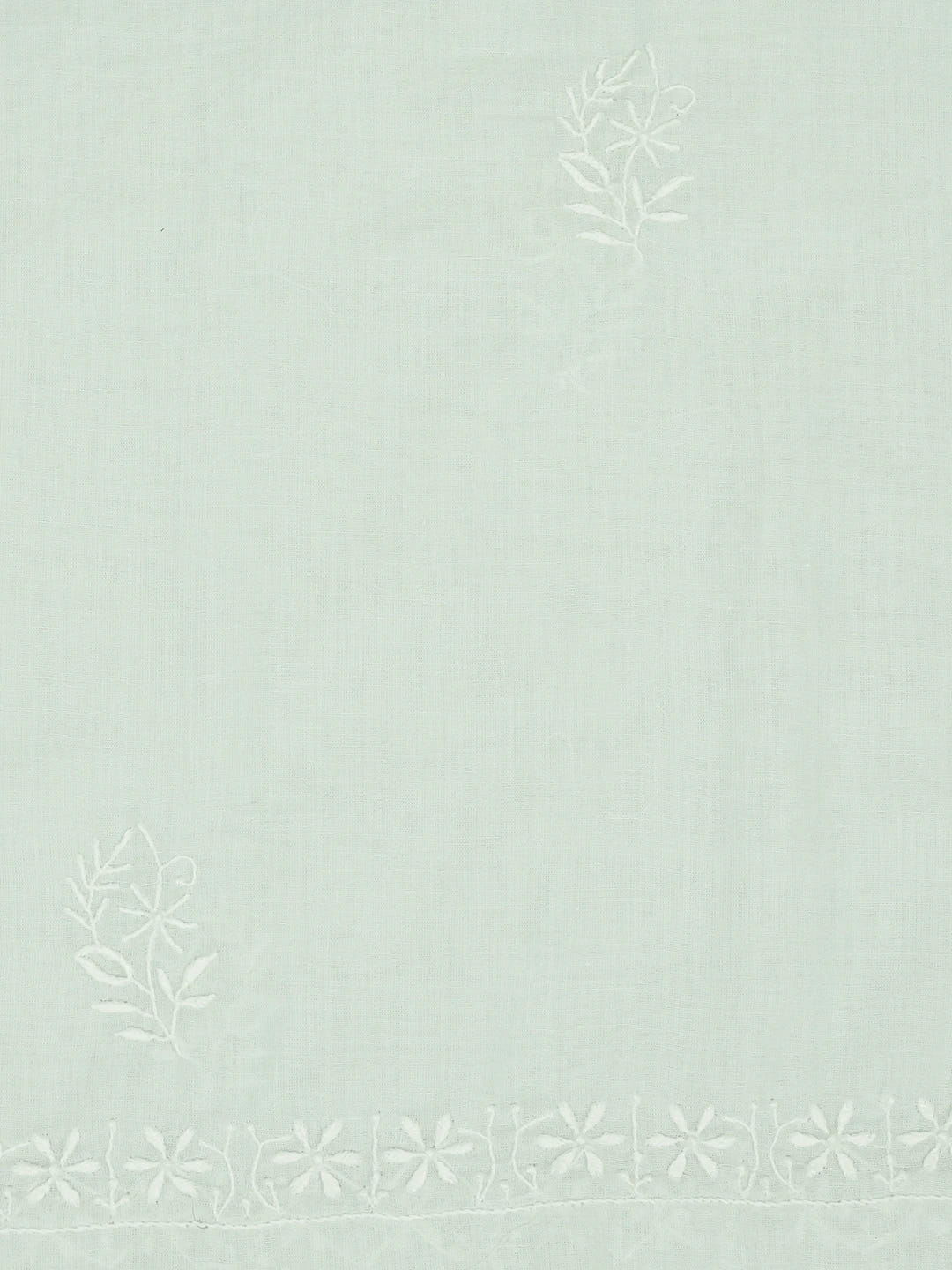 Ada Hand Embroidered Sea Green Cotton Lucknowi Chikankari Unstitched Kurta Dupatta Set 01A307496