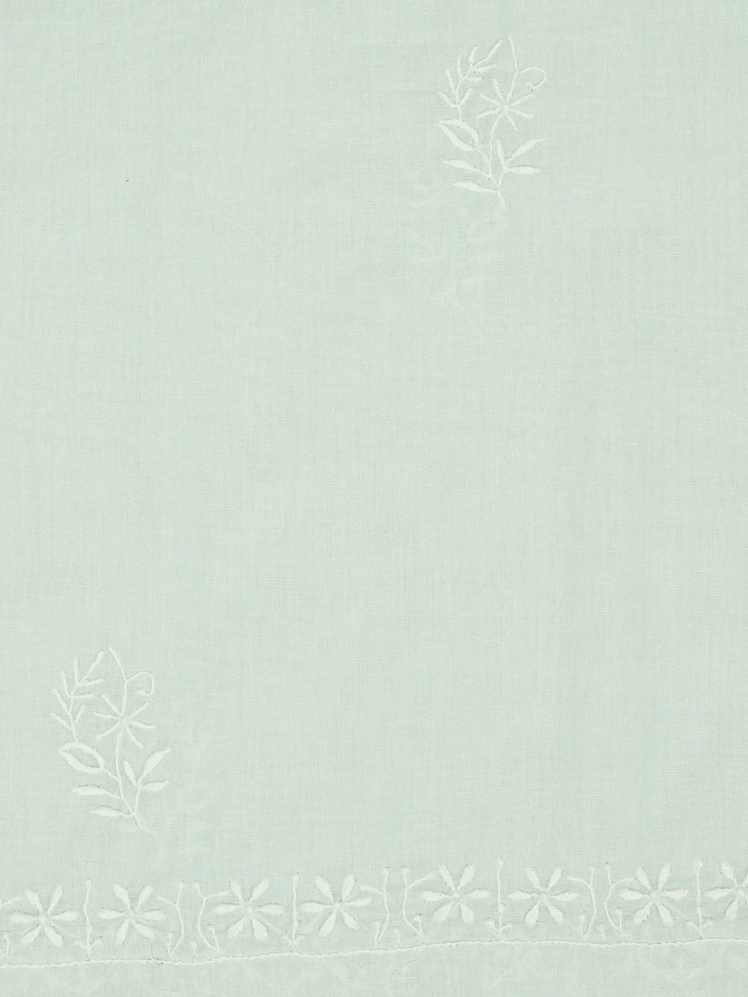 Ada Hand Embroidered Sea Green Cotton Lucknowi Chikankari Unstitched Kurta Dupatta Set 01A307496