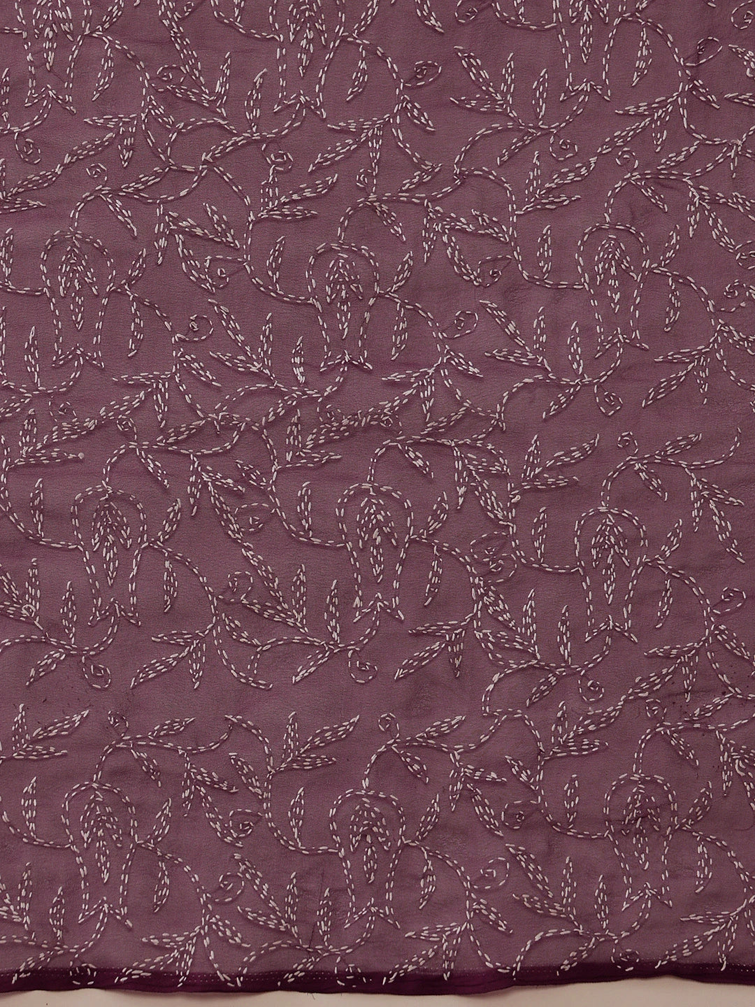 Ada Hand Embroidered Wine Georgette Lucknowi Chikan Saree with Blouse A311381