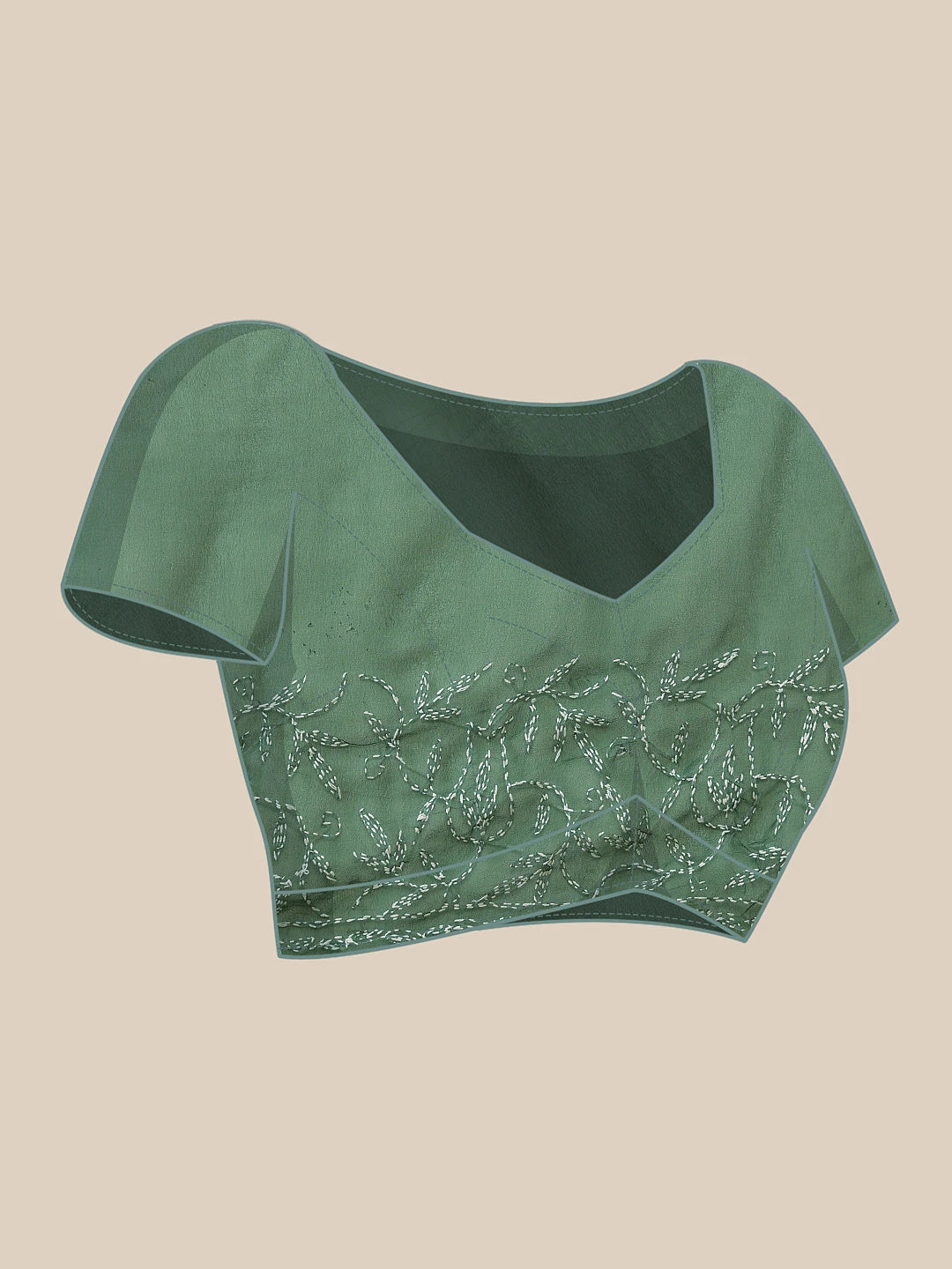 Ada Hand Embroidered Bottle Green Georgette Lucknowi Chikankari Saree With Blouse A311380