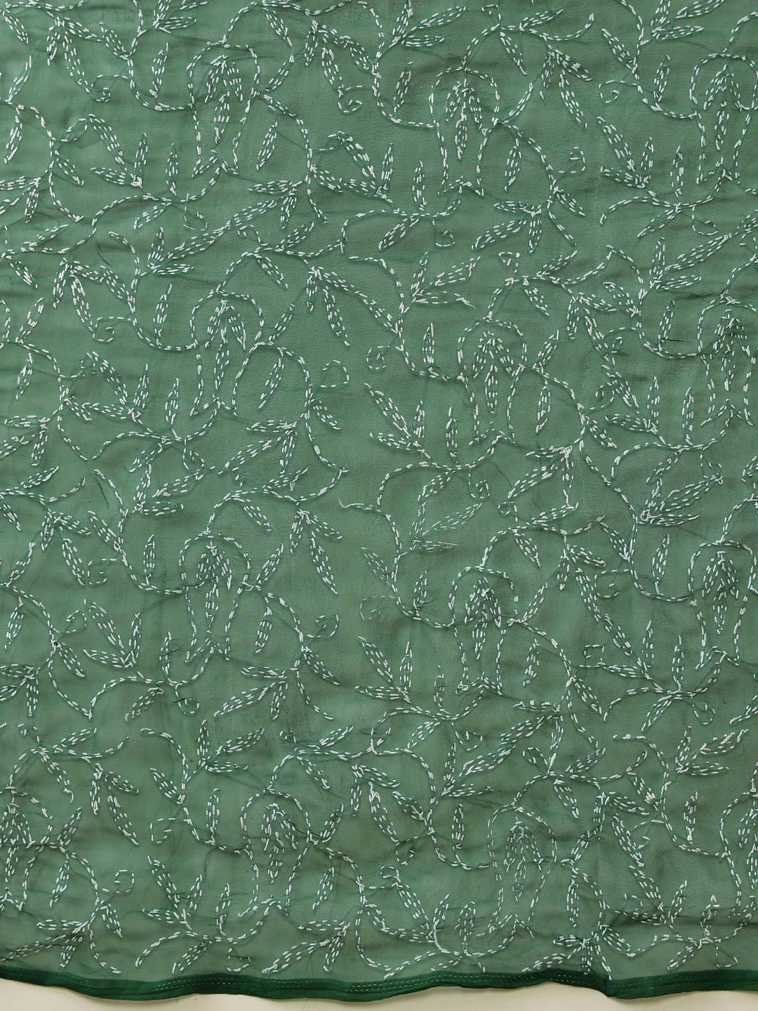 Ada Hand Embroidered Bottle Green Georgette Lucknowi Chikankari Saree With Blouse A311380