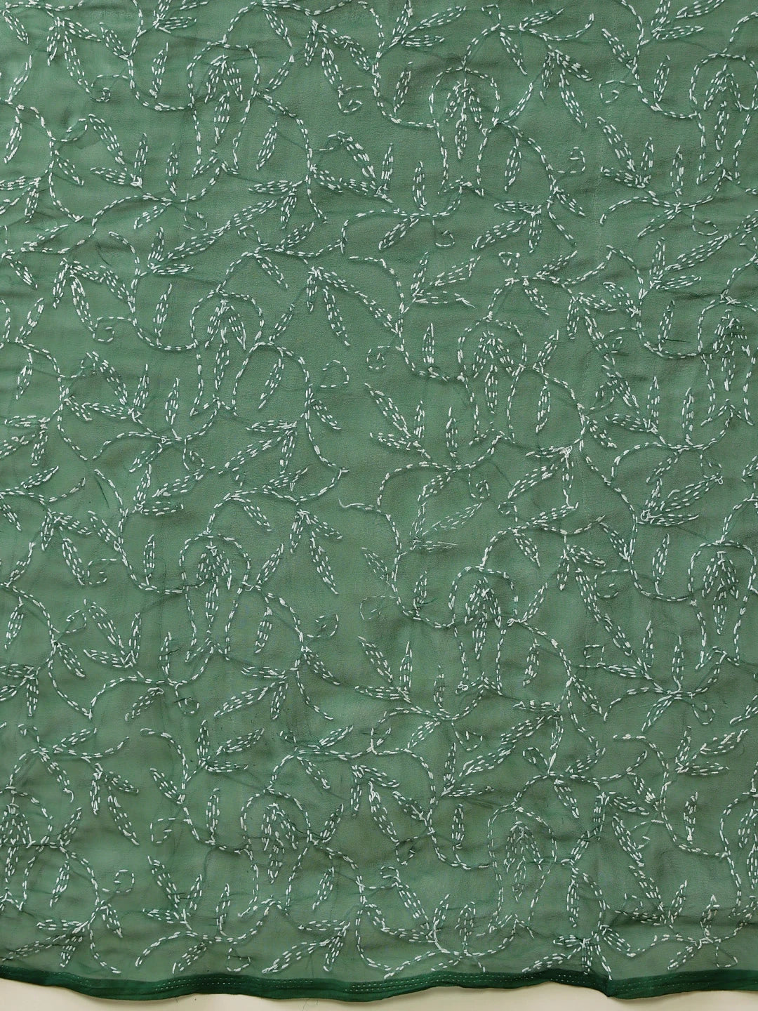 Ada Hand Embroidered Bottle Green Georgette Lucknowi Chikankari Saree With Blouse A311380