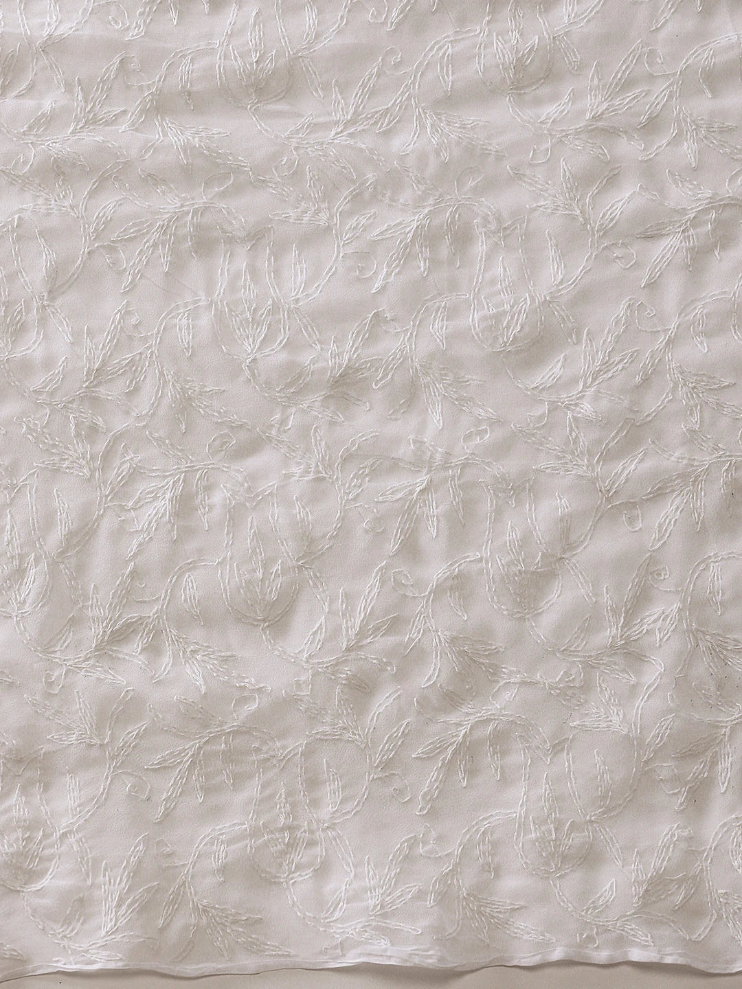 Ada Hand Embroidered White Georgette Lucknowi Chikankari Saree With Blouse A311382