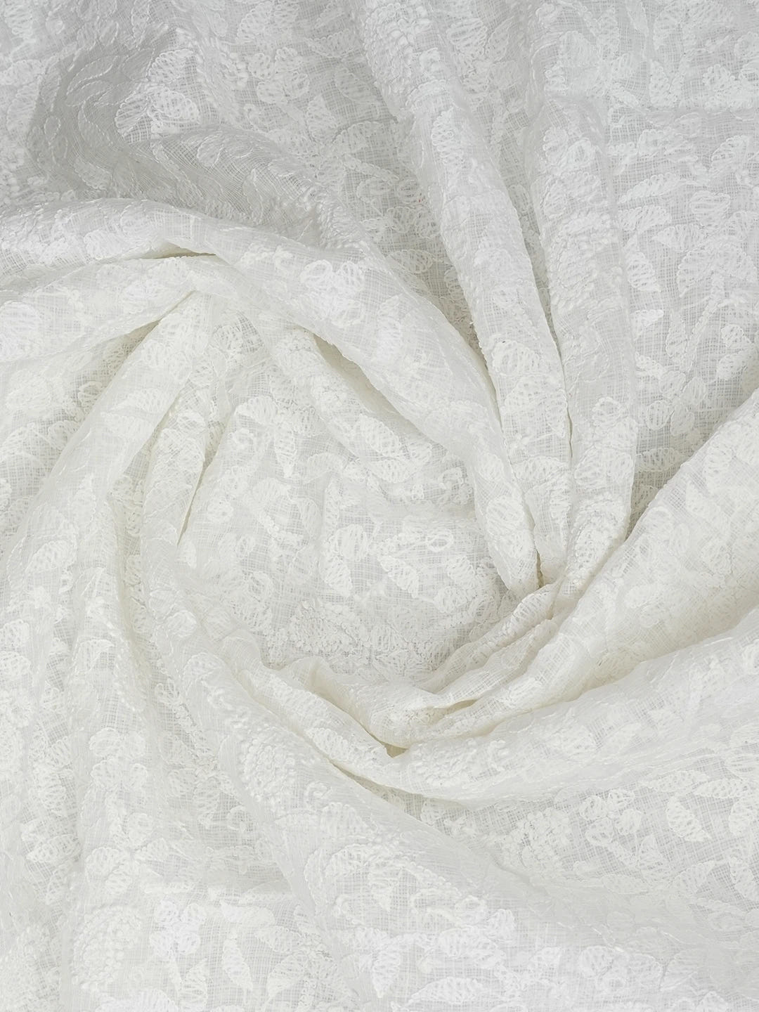 Ada Hand Embroidered White Kota Lucknowi Chikankari Dupatta 01A613753
