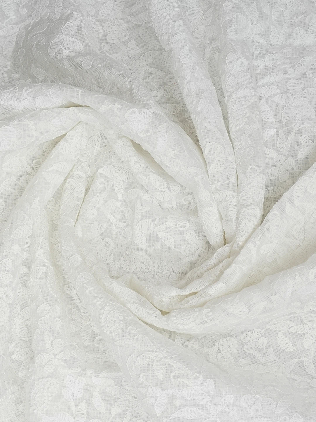 Ada Hand Embroidered White Kota Lucknowi Chikankari Dupatta 01A613753