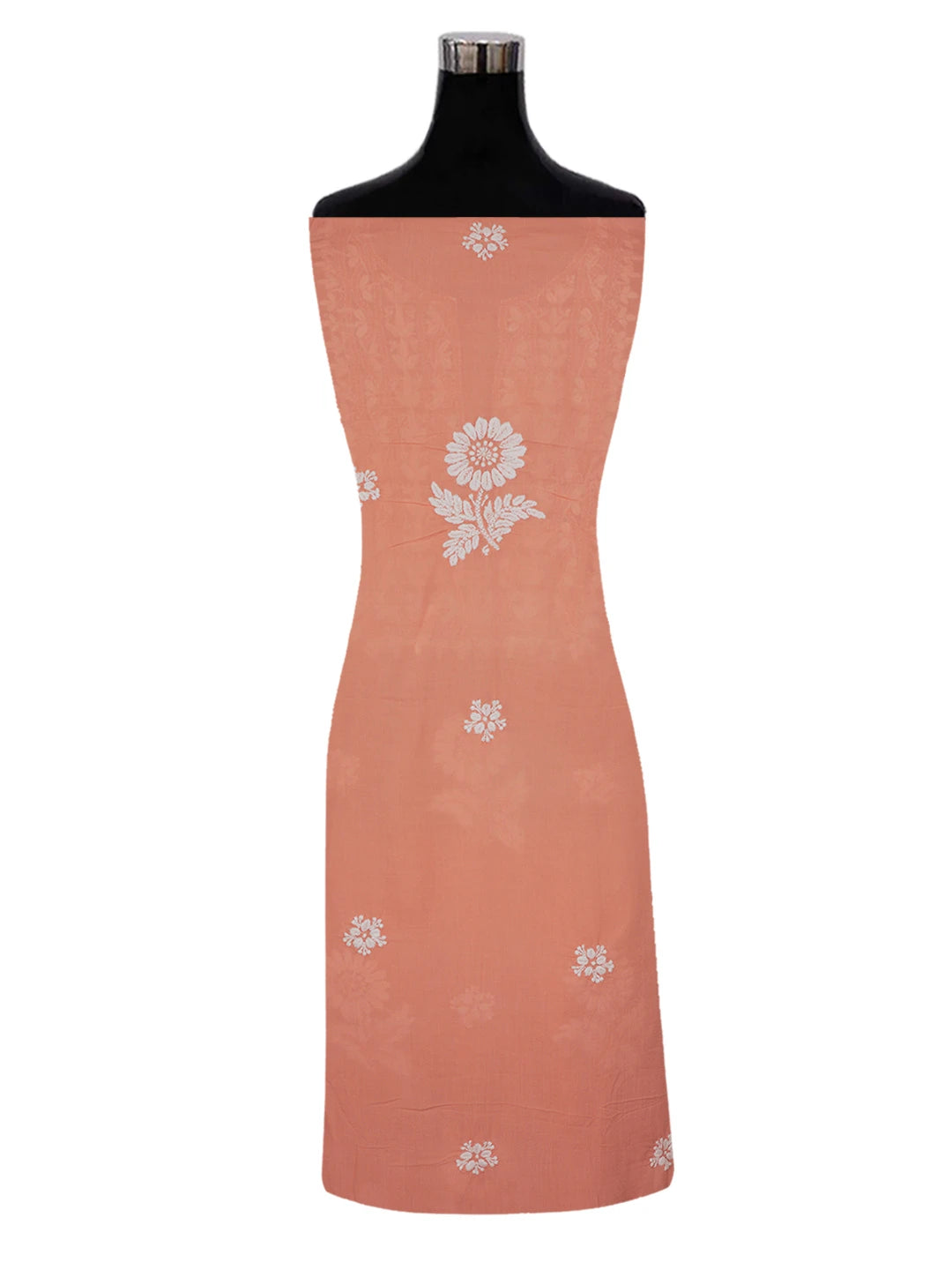 Ada Hand Embroidered Peach Modal Lucknowi Chikankari Unstitched Kurta Piece 01A599817