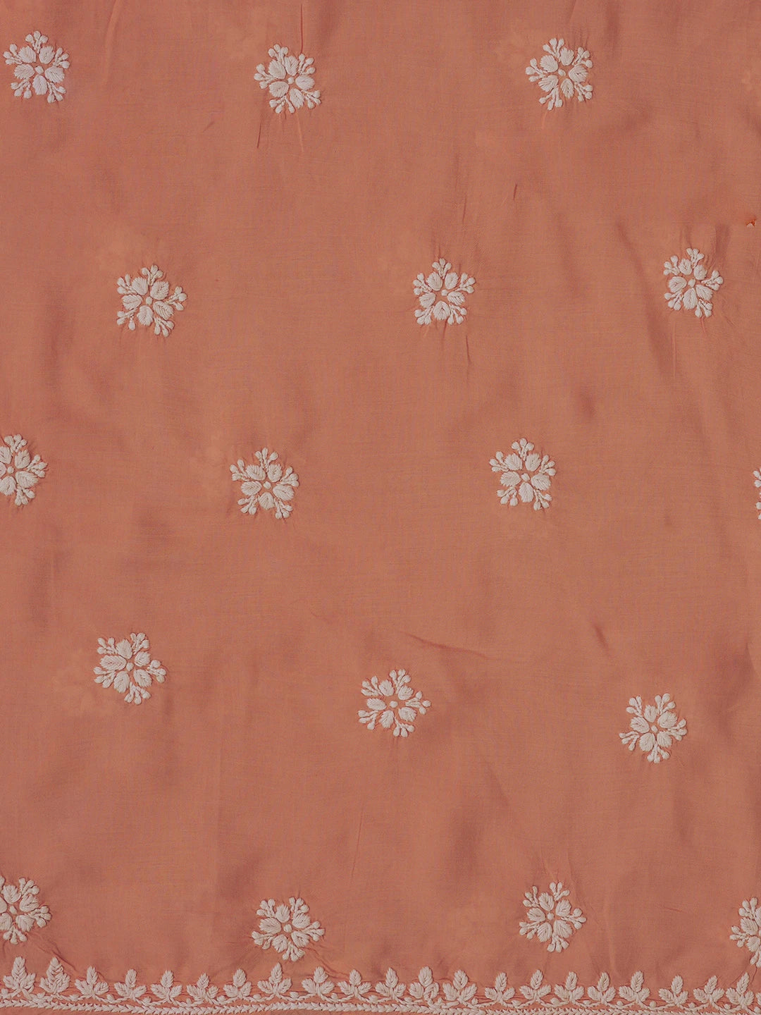 Ada Hand Embroidered Peach Modal Lucknowi Chikankari Unstitched Kurta Piece 01A599817