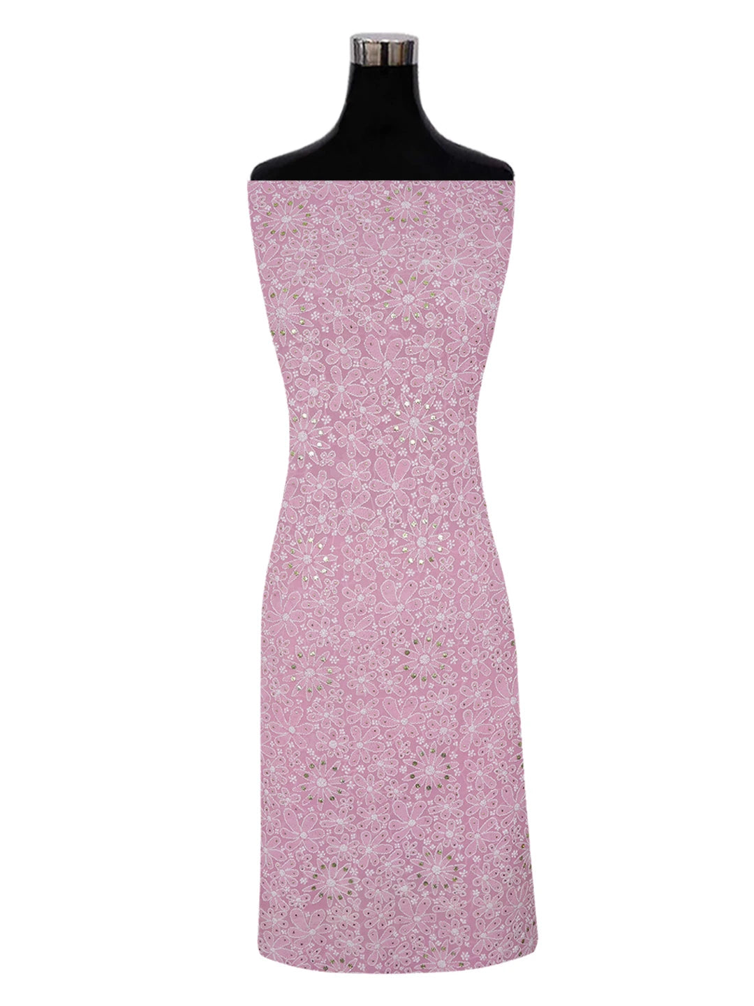 Ada Hand Embroidered Opera Mauve  Pure Georgette Lucknowi Chikankari Unstitched Kurta Piece With Muqaish Work A302842