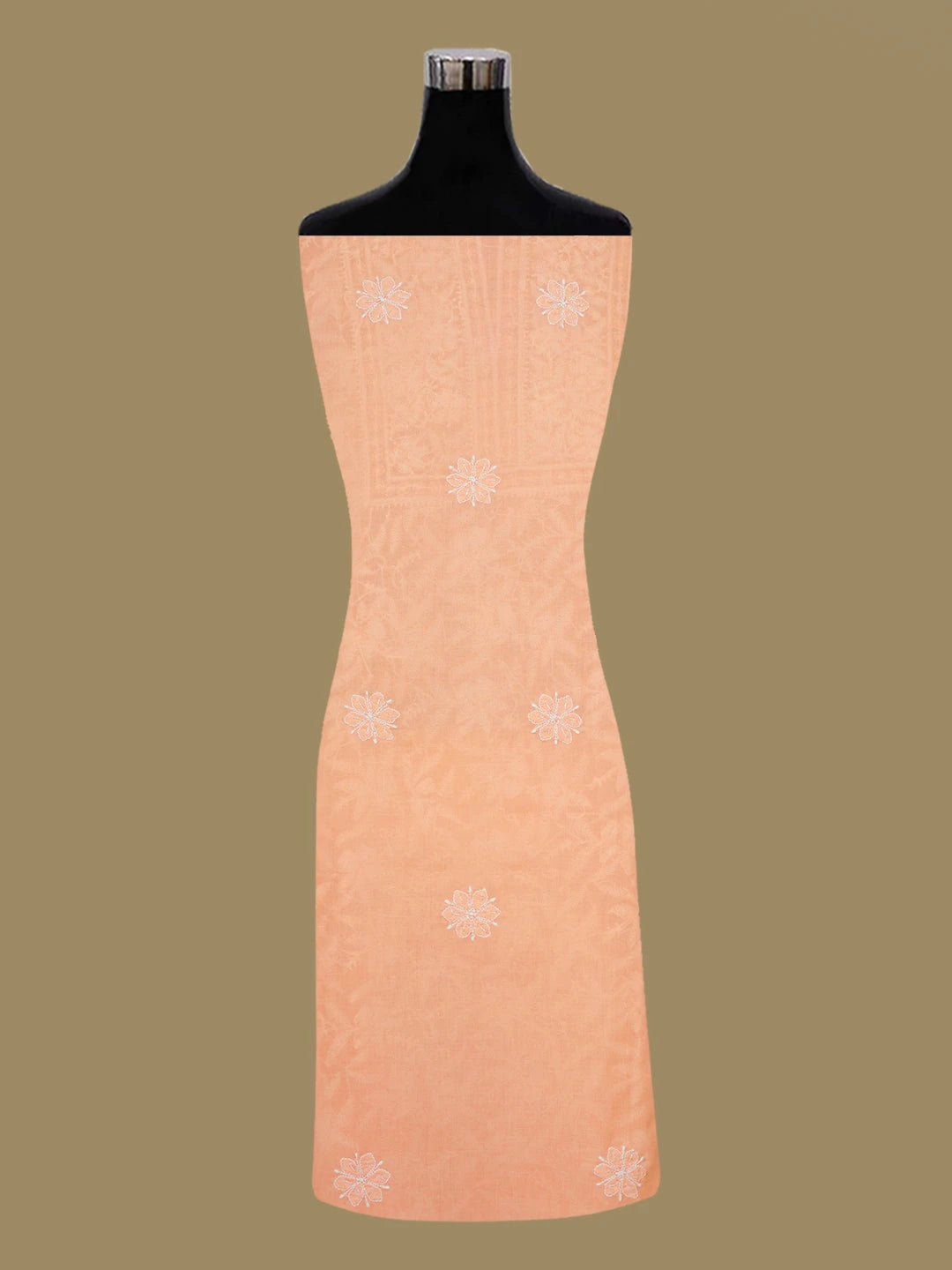 Ada Hand Embroidered Peachy Pink Cotton Lucknowi Chikankari Unstitched Suit Piece With Pearl Work 01A477472