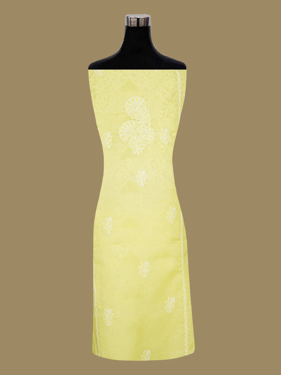 Ada Hand Embroidered Yellow Cotton Lucknowi Chikankari Unstitched Suit Piece 01A633174