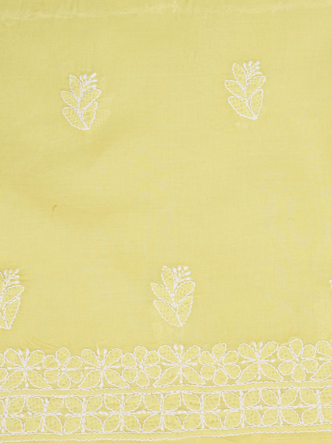 Ada Hand Embroidered Yellow Cotton Lucknowi Chikankari Unstitched Suit Piece 01A633174