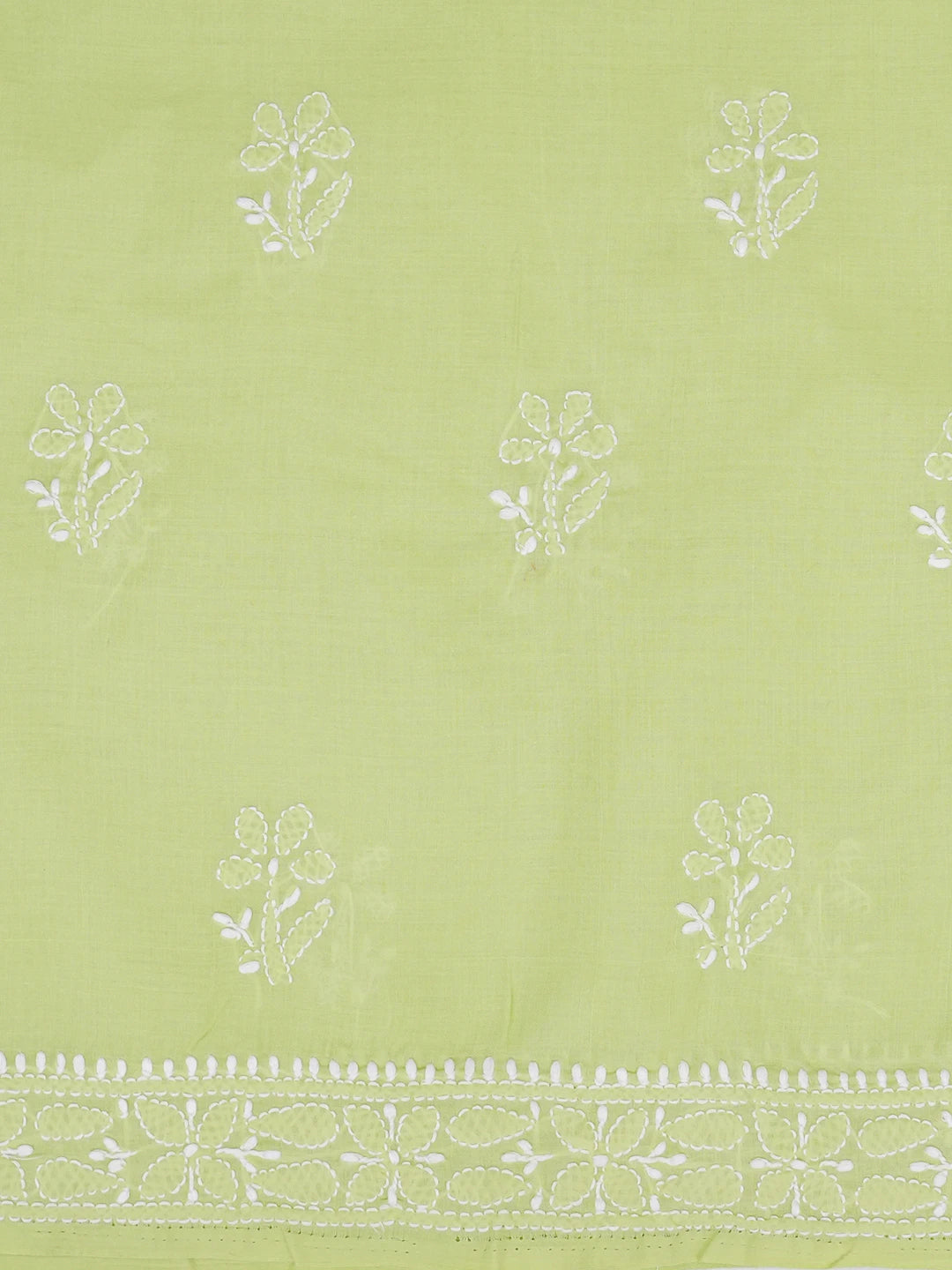 Ada Hand Embroidered Pear Green Cotton Lucknowi Chikankari Unstitched Suit Piece 01A642856