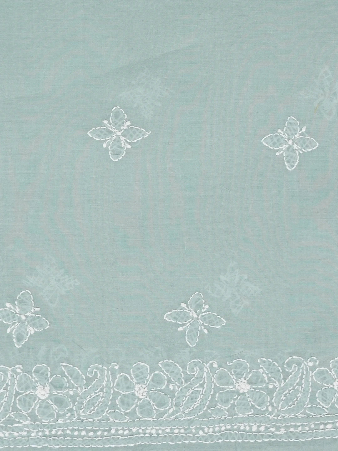 Ada Hand Embroidered Grey Teal Cotton Lucknowi Chikankari Unstitched Suit Piece 01A642678