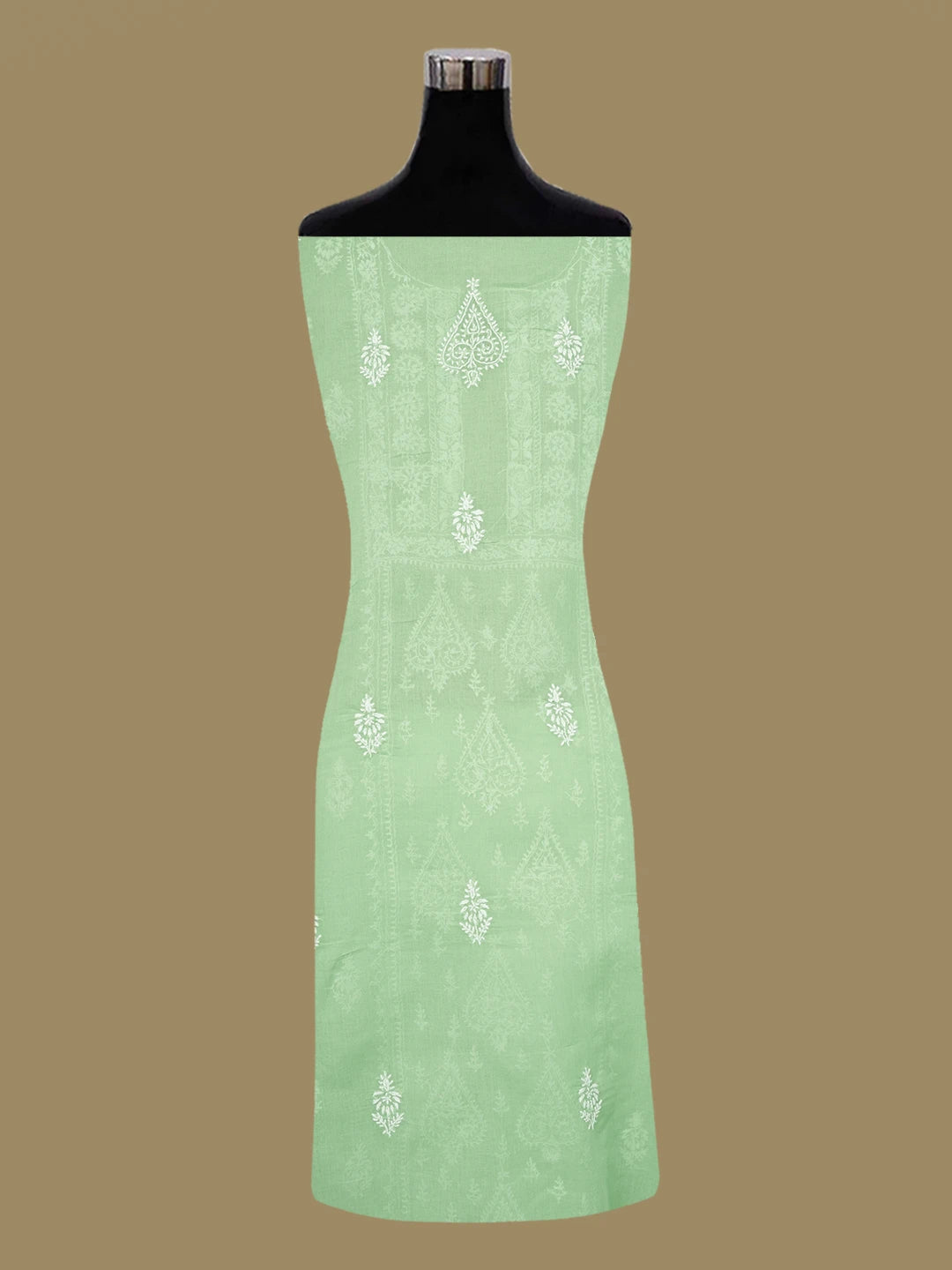 Ada Hand Embroidered Emerald Green Cotton Lucknowi Chikankari Unstitched Suit Piece 01A647396