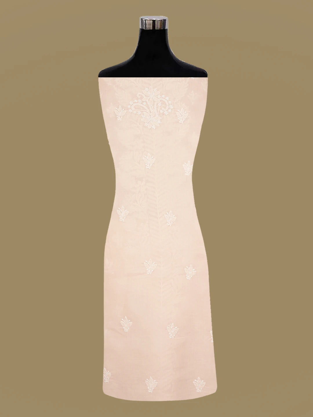 Ada Hand Embroidered Peach Cotton Lucknowi Chikankari Unstitched Suit Piece 01A642861