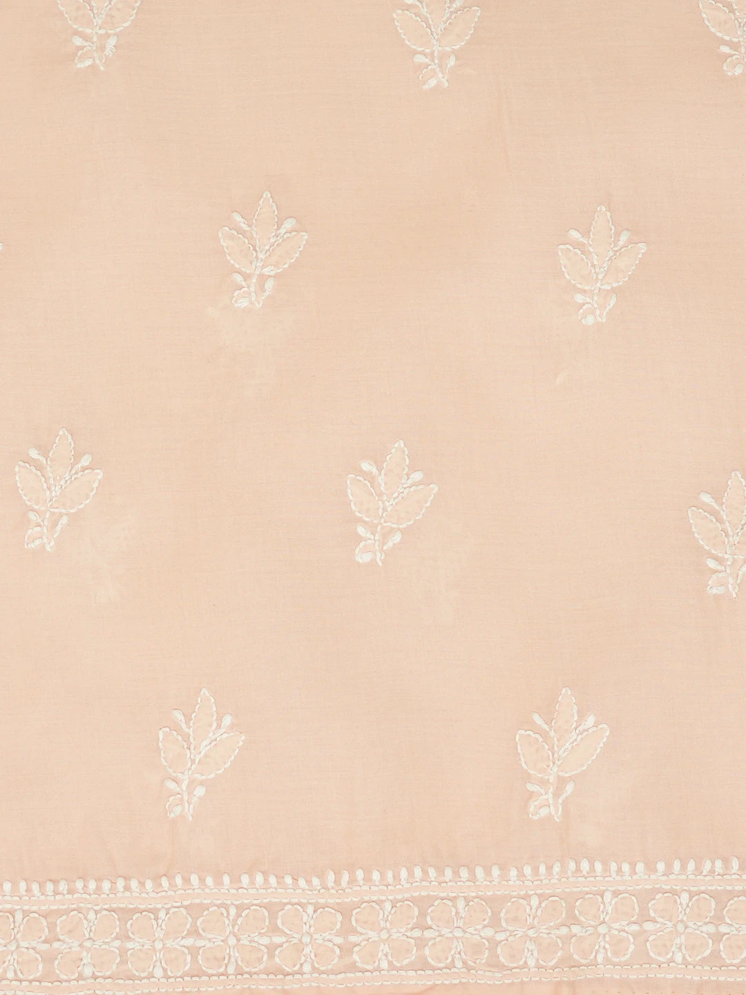 Ada Hand Embroidered Peach Cotton Lucknowi Chikankari Unstitched Suit Piece 01A642861
