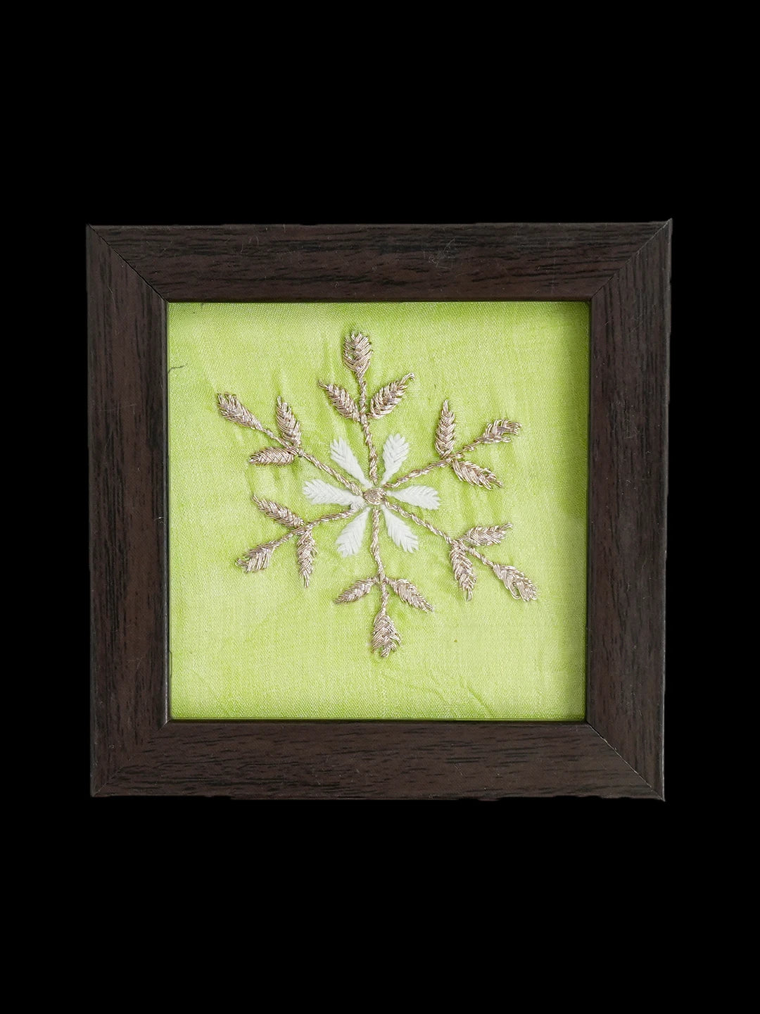 Ada Hand Embroidered Green Silk Lucknowi Chikankari Coaster With Zari Work 01A543581