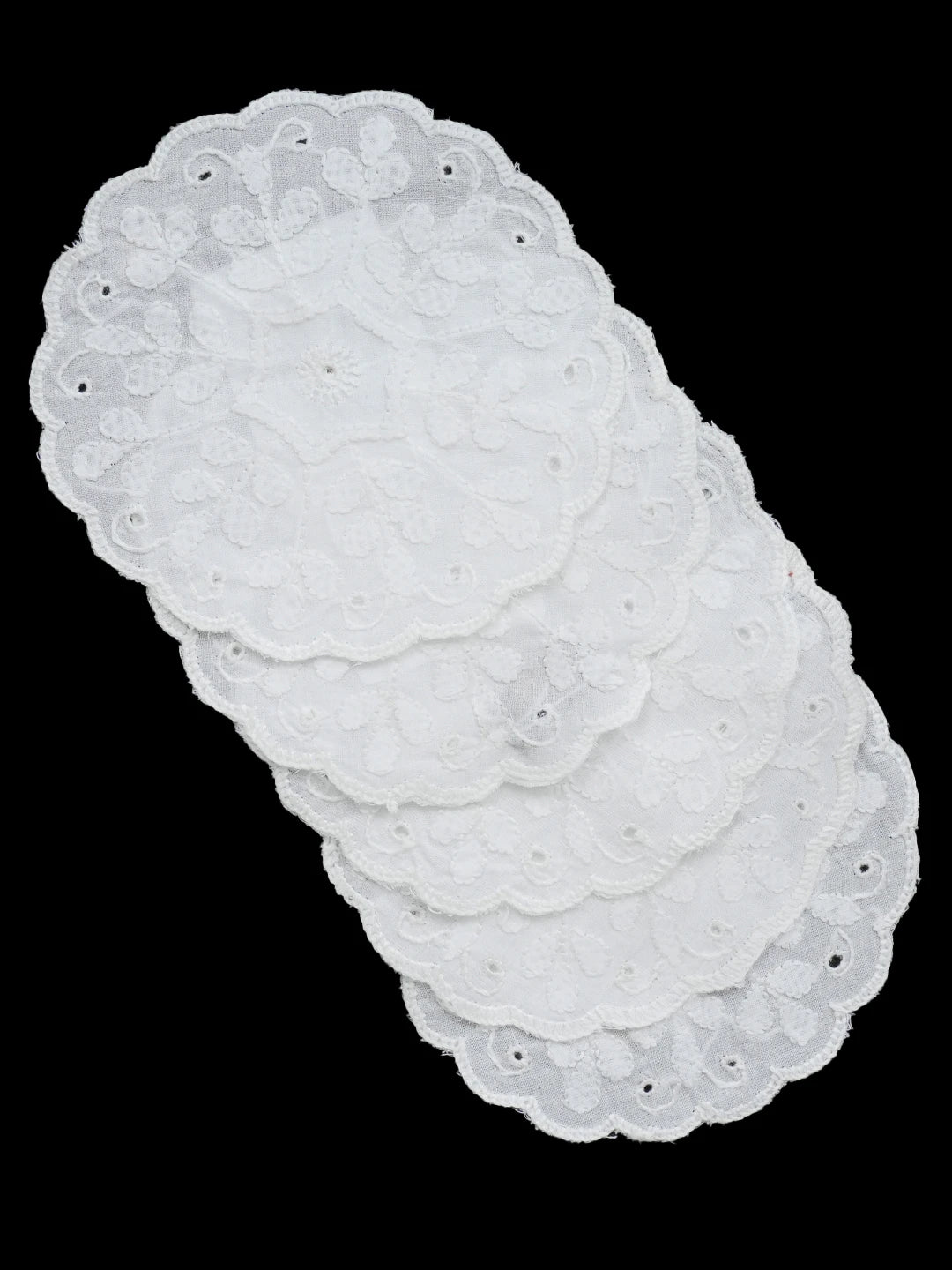 Ada Hand Embroidered White Cotton Lucknowi Chikankari Table Coaster 01A624893