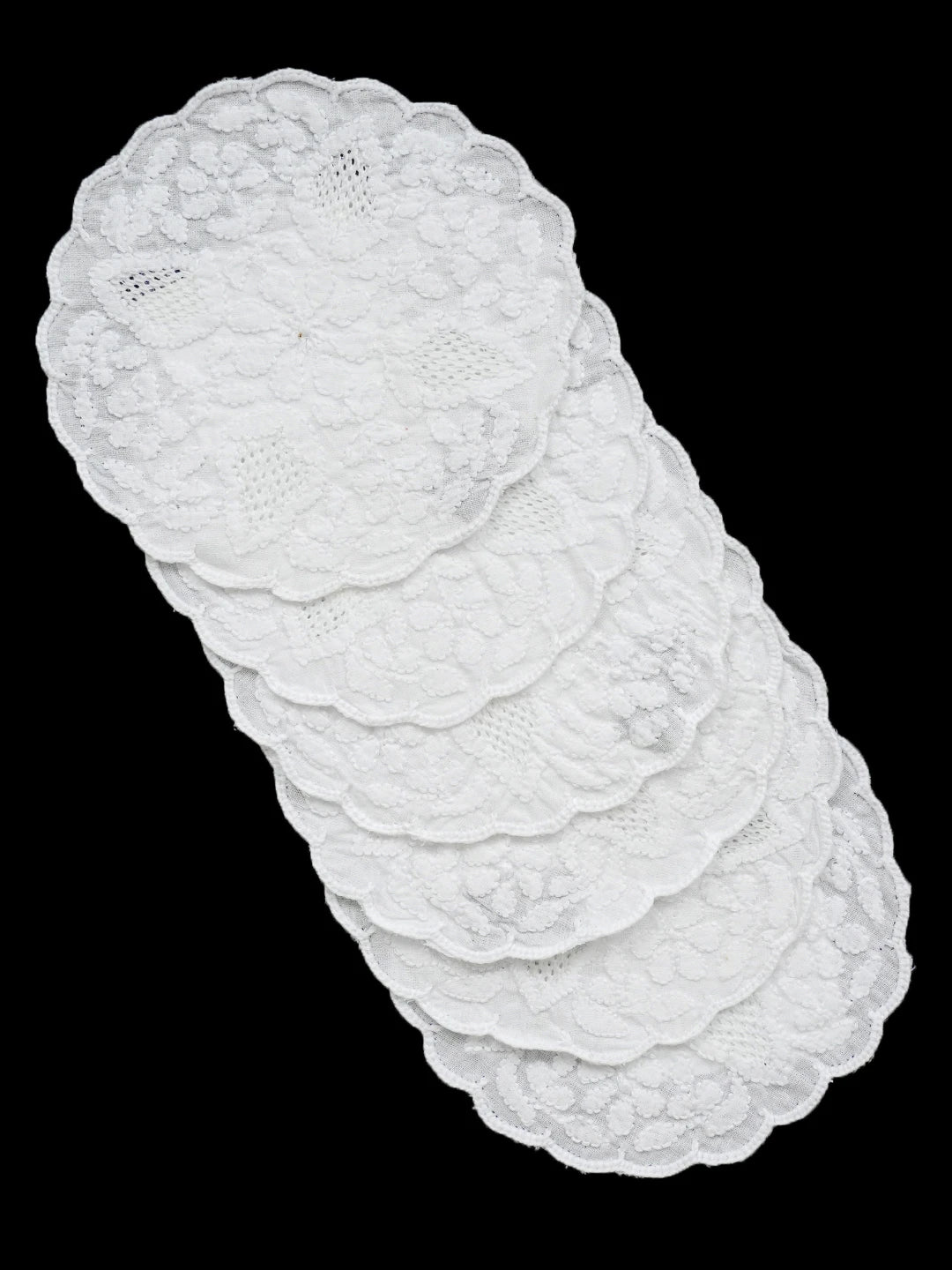 Ada Hand Embroidered White Cotton Lucknowi Chikankari Table Coaster 01A609848