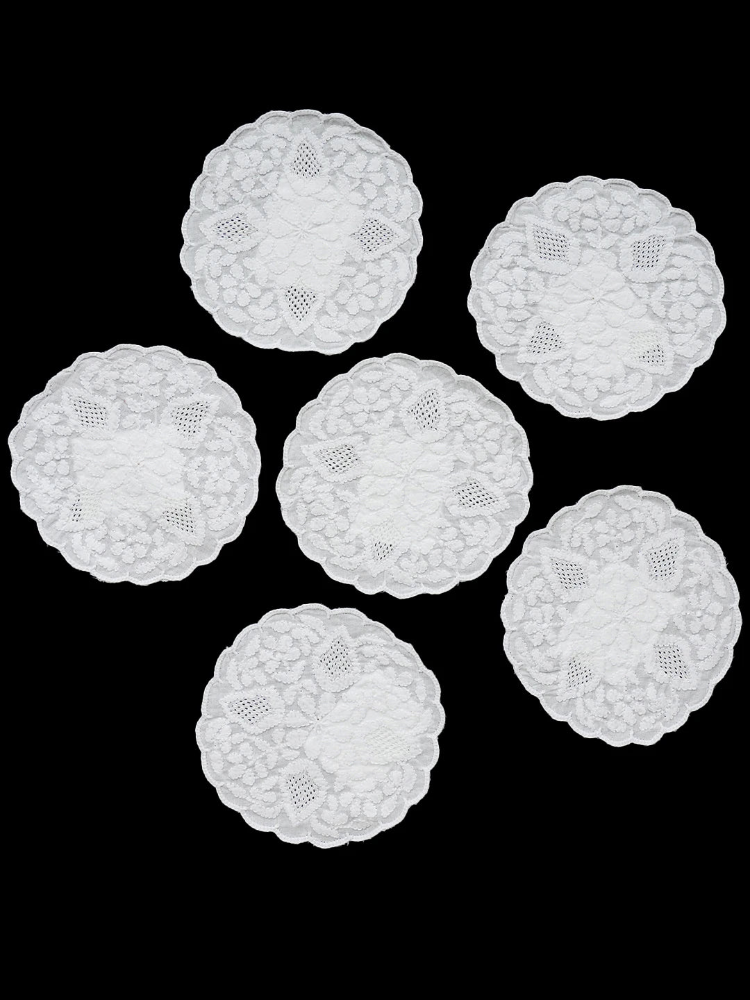 Ada Hand Embroidered White Cotton Lucknowi Chikankari Table Coaster 01A609848