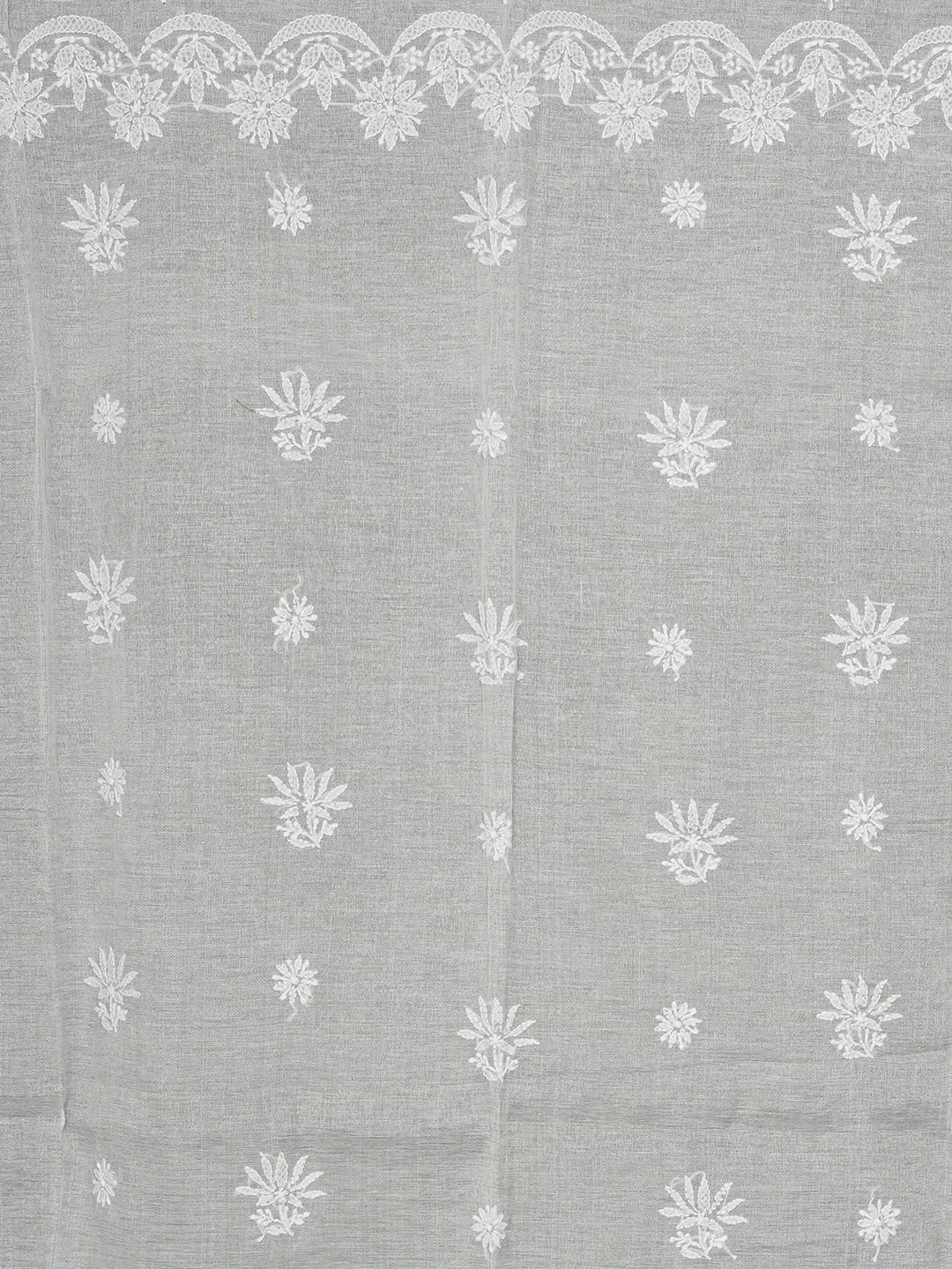 Ada Hand Embroidered French Grey Chanderi Lucknowi Chikankari Curtain 01A476109