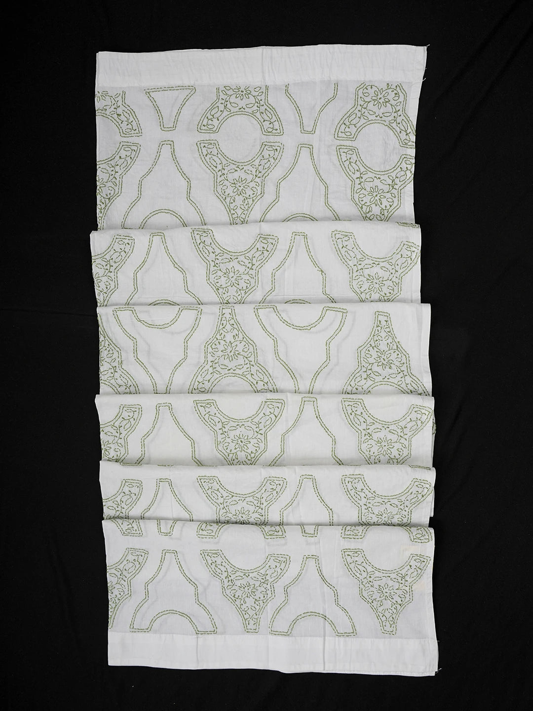 Ada Hand Embroidered White Cotton Lucknowi Chikankari Curtain 01A157739
